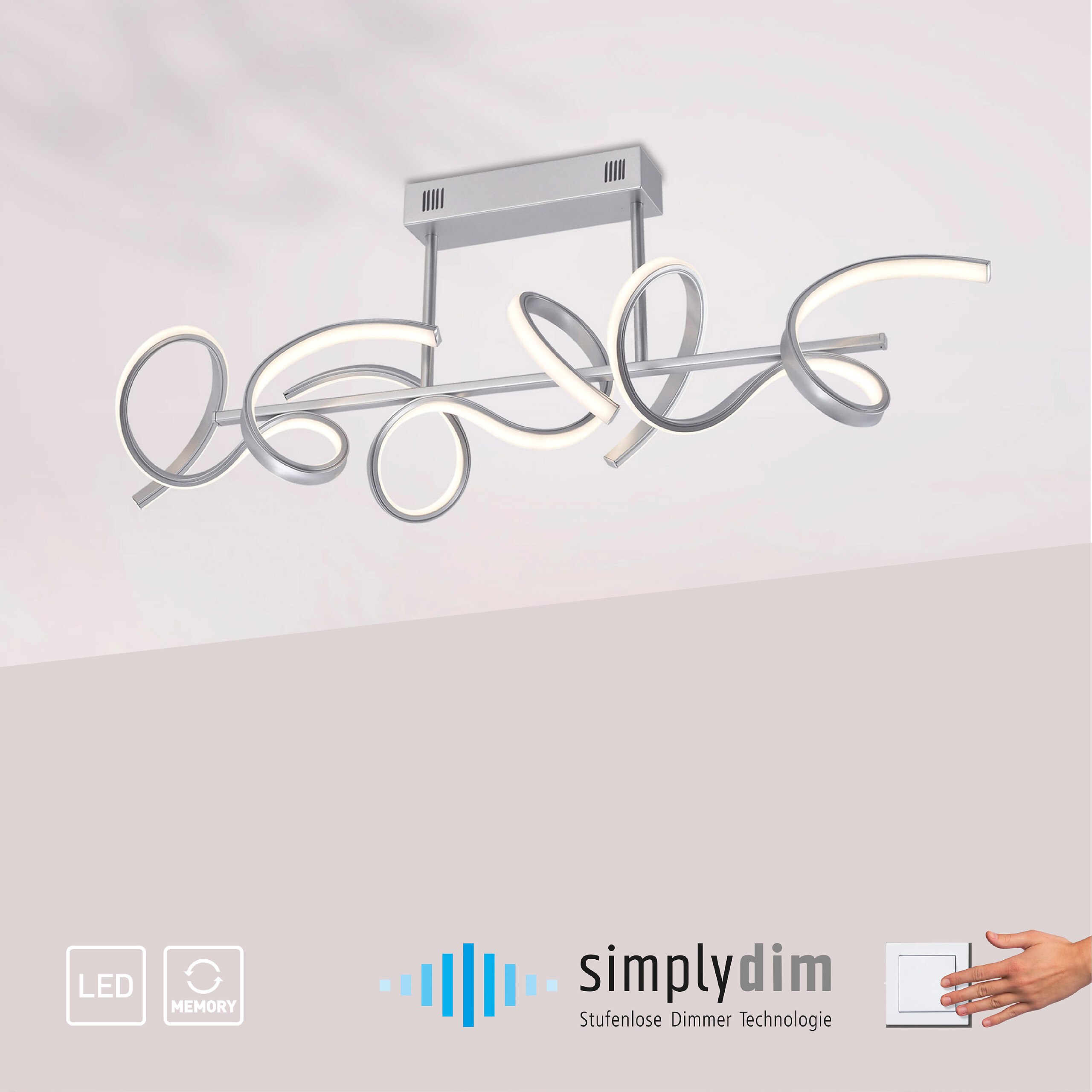 Just Light Deckenleuchte Curls silber Alu B/H/L: ca. 21x30x82 cm