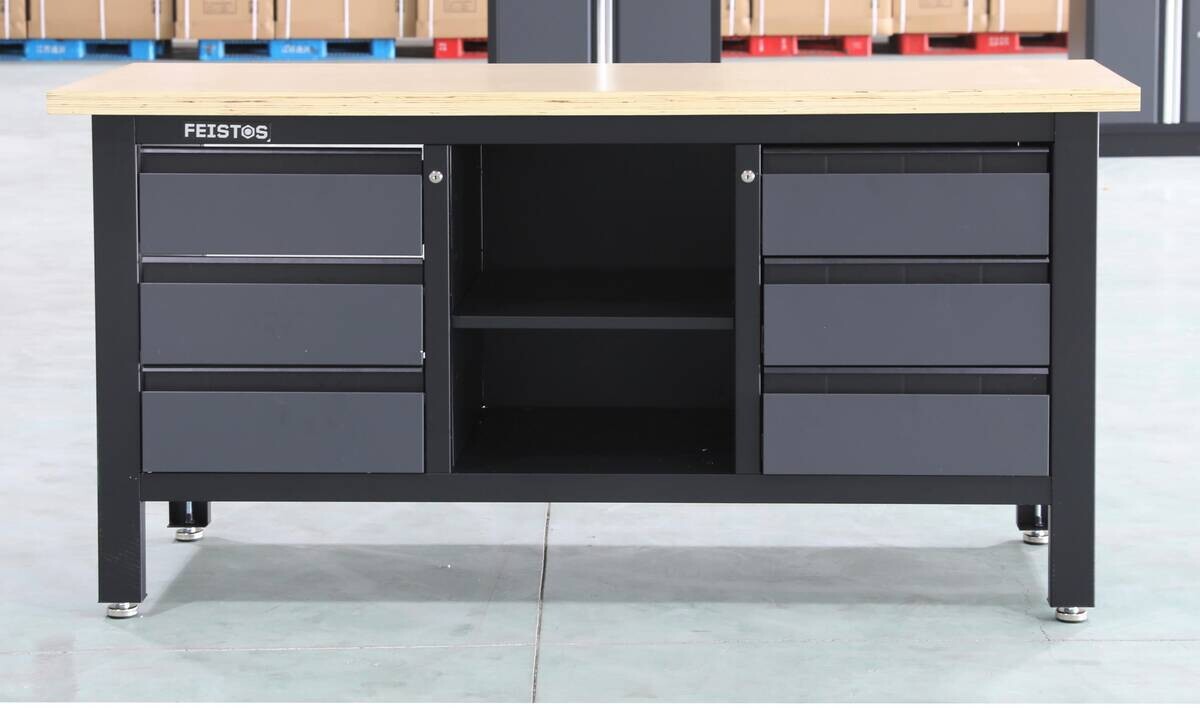 Feistos Werkbank Heros schwarz Stahl B/H/L: ca. 169x87x60 cm