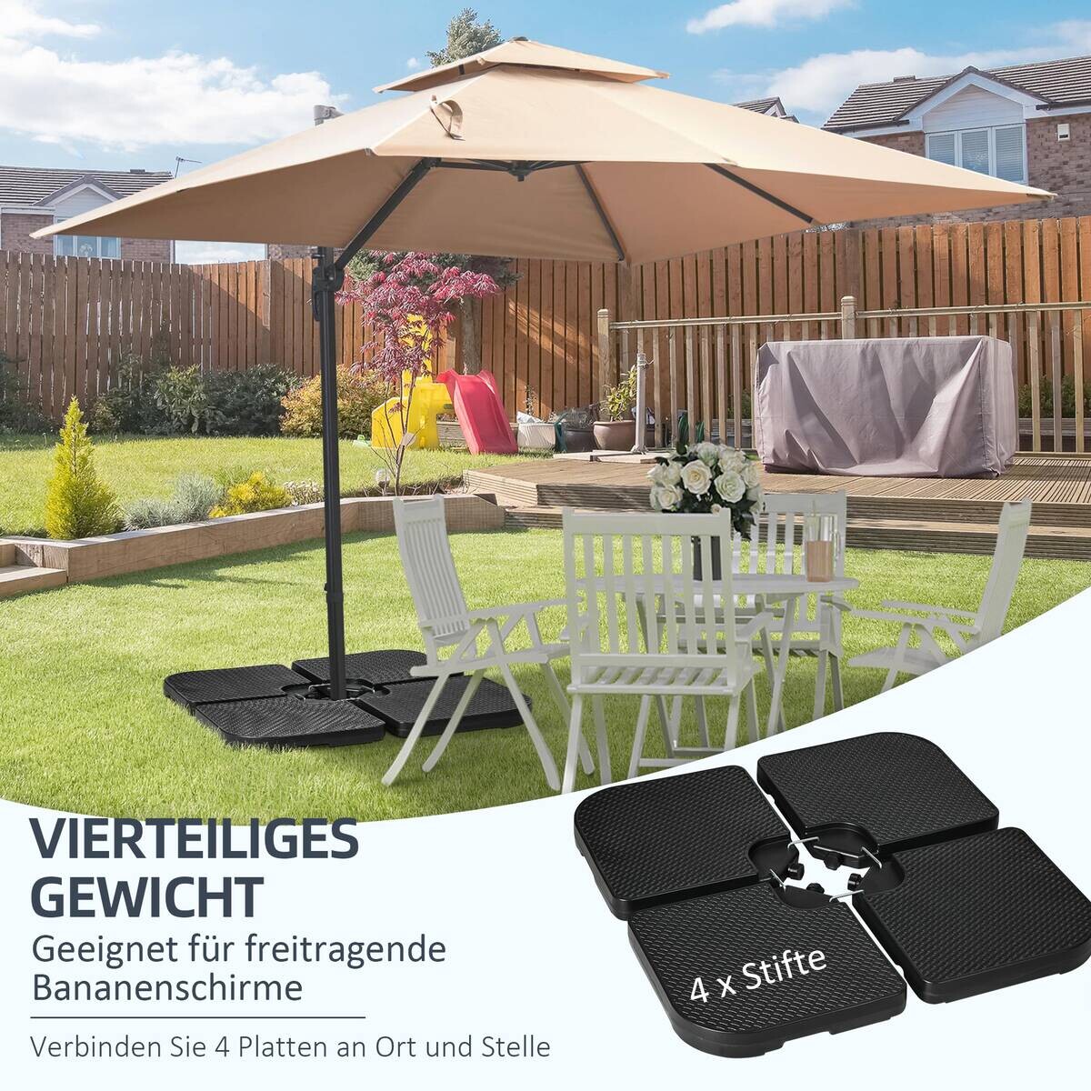 Outsunny Schirmständer schwarz Kunststoff B/H/L: ca. 100x100x8 cm