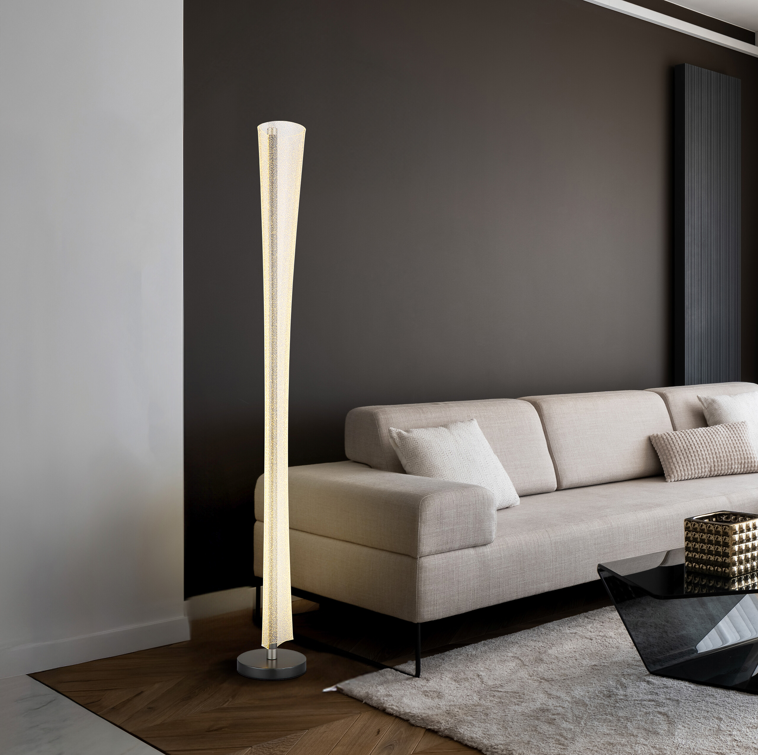 GLOBO LED-Stehleuchte nickel matt anthrazit klar Metall Kunststoff H/D: ca. 155x20 cm 1 Brennstellen