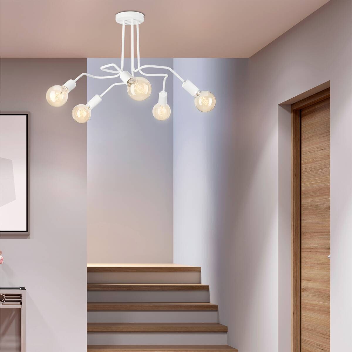 Lamkur Deckenleuchte Domino weiß Stahl H/L: ca. 40x59 cm E27 5 Brennstellen