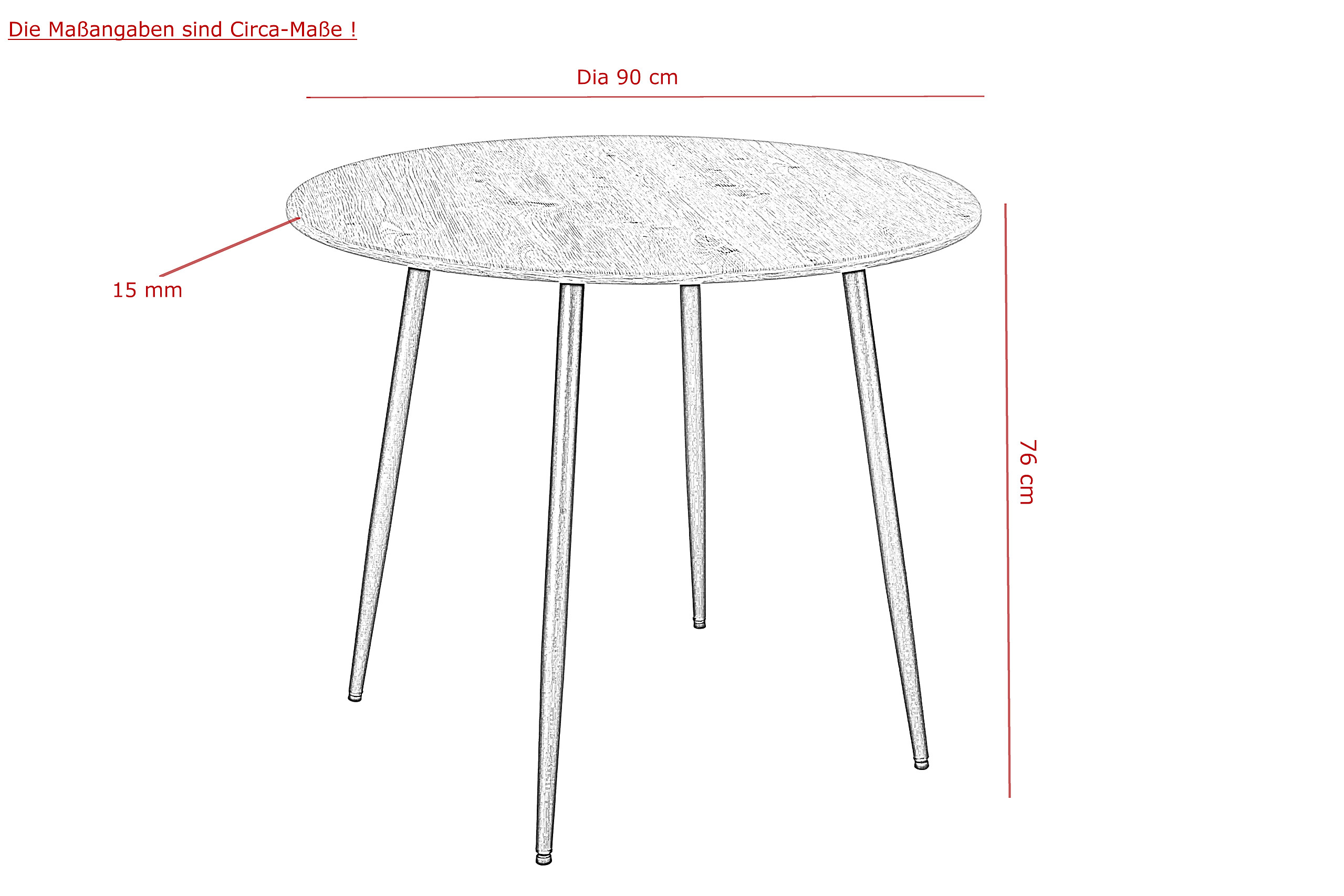 Esstisch Hagen Eiche schwarz B/H: ca. 90x76 cm