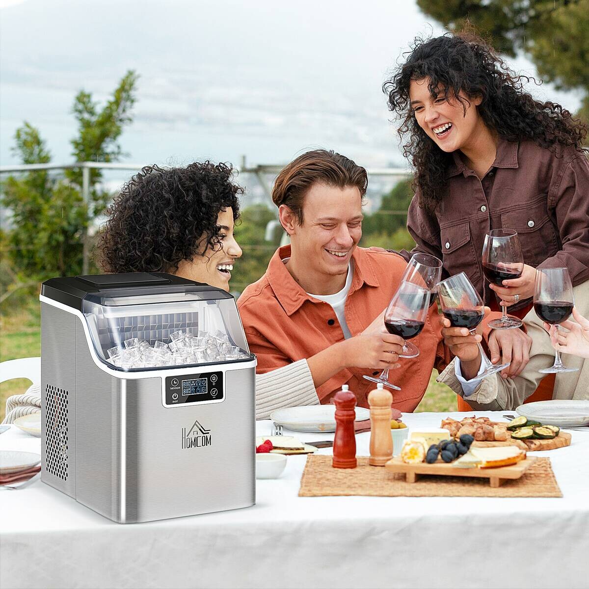 HOMCOM Küchengerät silber Polypropylen Kunststoff Edelstahl B/H/L: ca. 36x25,2x37,1 cm