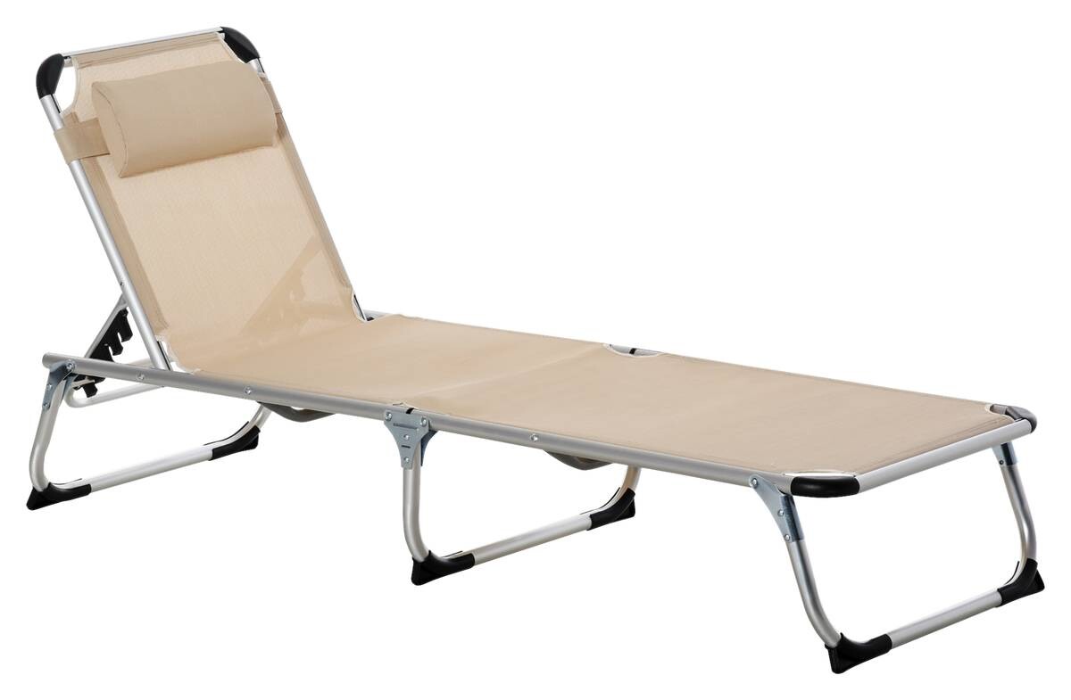 Outsunny Gartenliege beige Aluminium B/H/L: ca. 60x28x189 cm