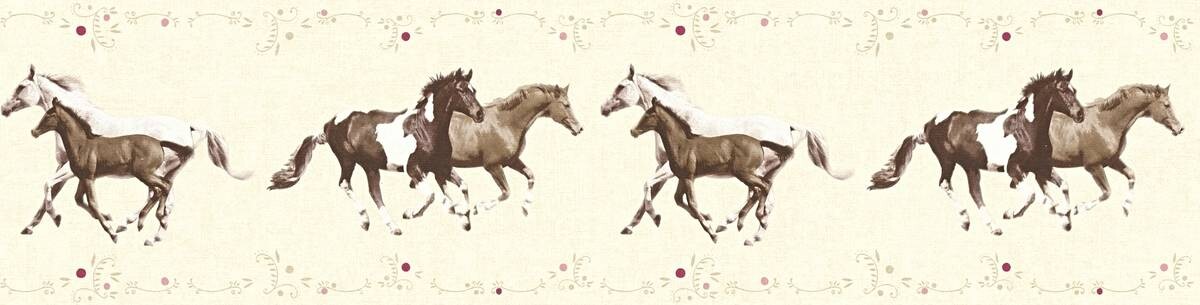 Borte Pferde creme braun B/L: ca. 13x5 cm