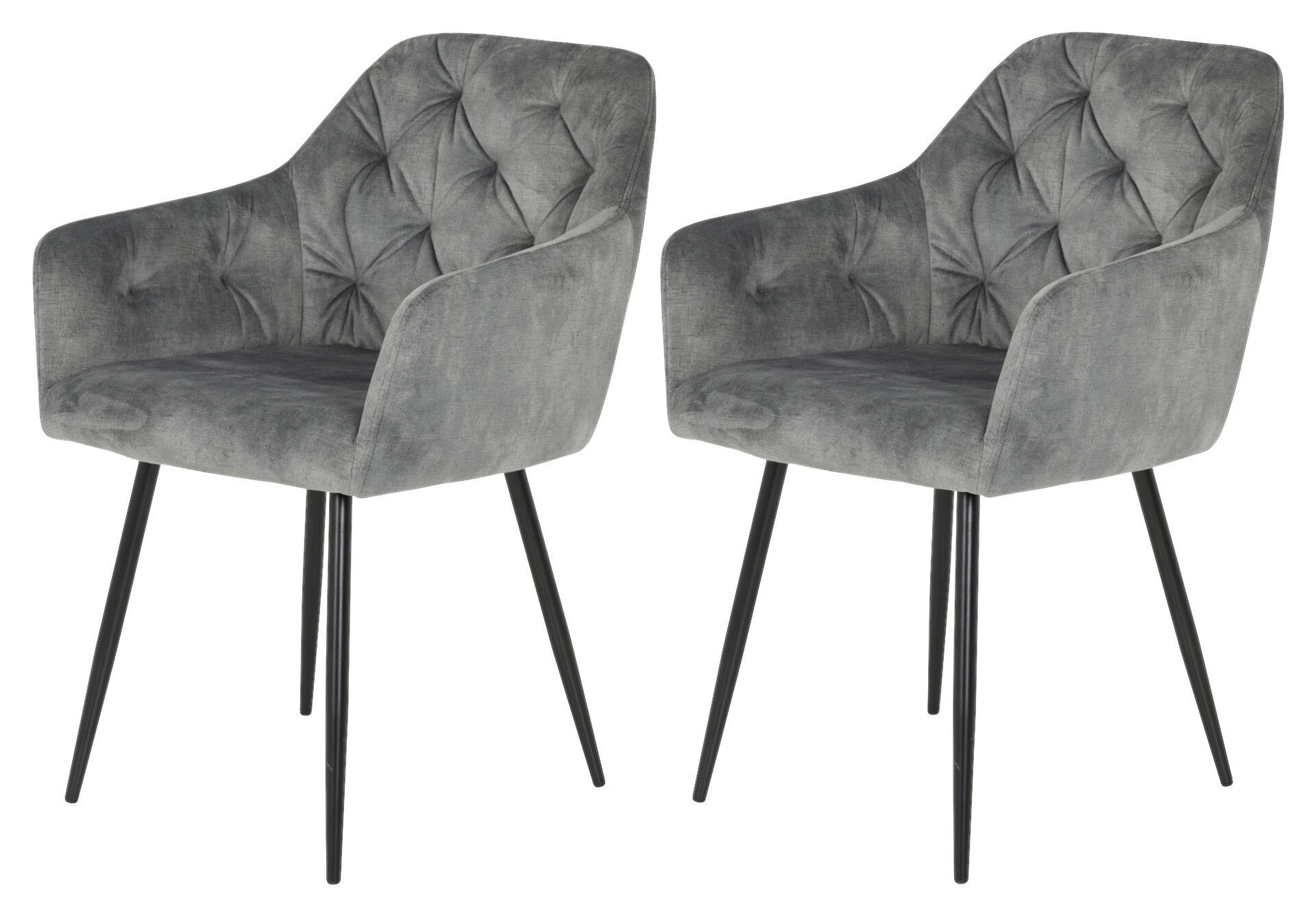 Stuhl Tina 2er Set grau Vintage Samtoptik B/H/T: ca. 56x81x62 cm