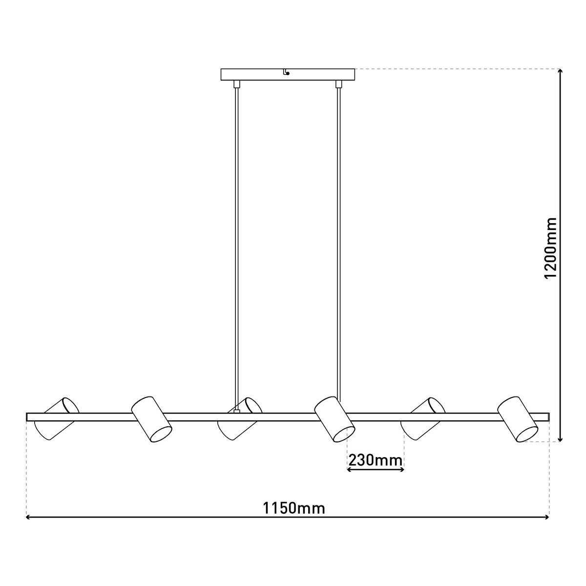 Näve Leuchten Pendelleuchte 7094822 schwarz Holz Metall B/H/T: ca. 23x120x115 cm GU10 6 Brennstellen
