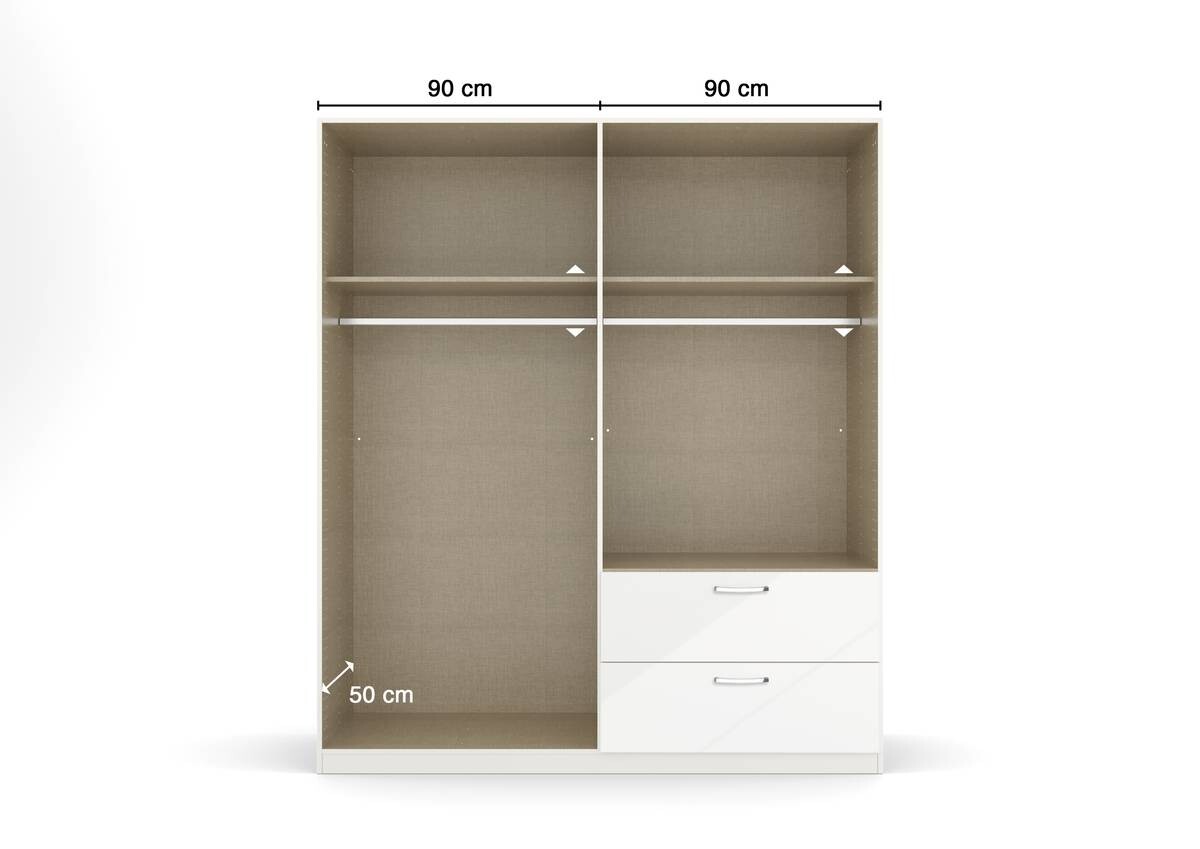 Kleiderschrank Quadra weiß B/H/T: ca. 180x210x54 cm