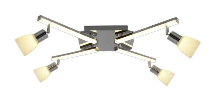 Näve Leuchten LED Deckenleuchte NV1233442 Chrom Metall Kunststoff Glas B/H/L: ca. 68x22x25 cm 4 Brennstellen