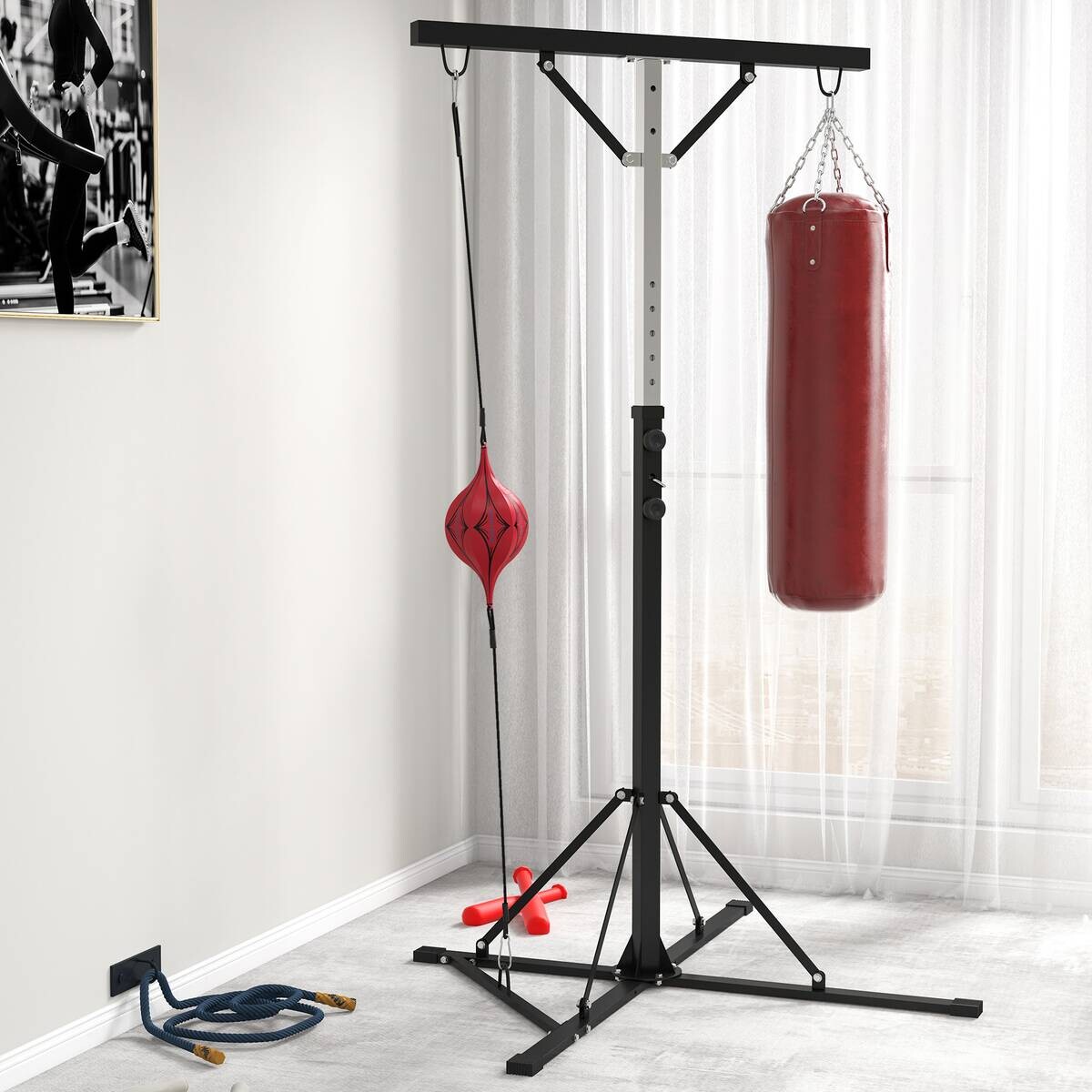 SPORTNOW Boxsackständer schwarz Stahl B/H/L: ca. 145x220x160 cm