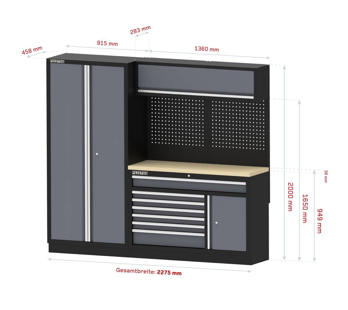 Werkstatteinrichtung Apollo anthrazit B/H/L: ca. 228x200x46 cm