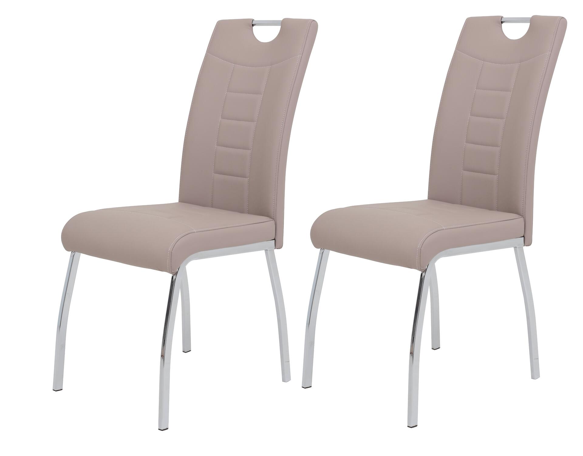 Stuhl Andrea 2er Set Cappuccino Kunstleder Metall B/H/T: ca. 43x100x64 cm