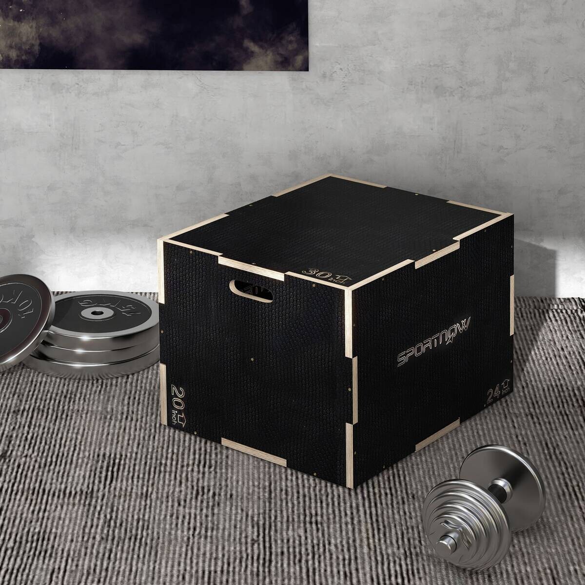 SPORTNOW Sprungbox schwarz Buche B/H/L: ca. 61x51x76 cm