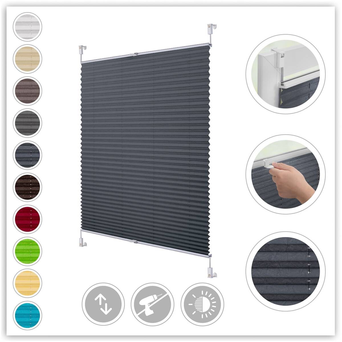 LICHTBLICK Spannplissee grau B/L: ca. 50x130 cm