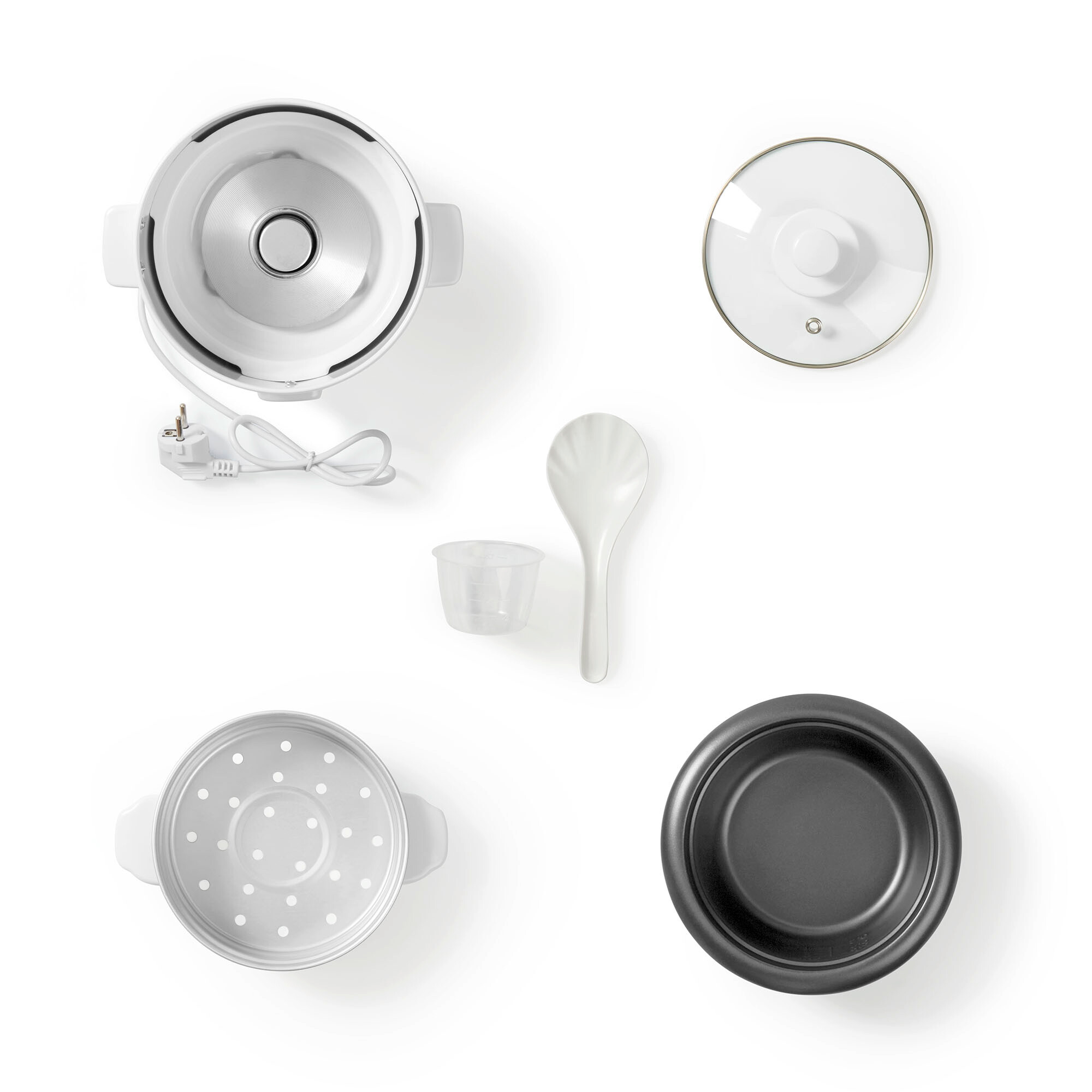 Nedis Reiskocher weiß Metall B/H/L: ca. 23,8x25,8x21 cm