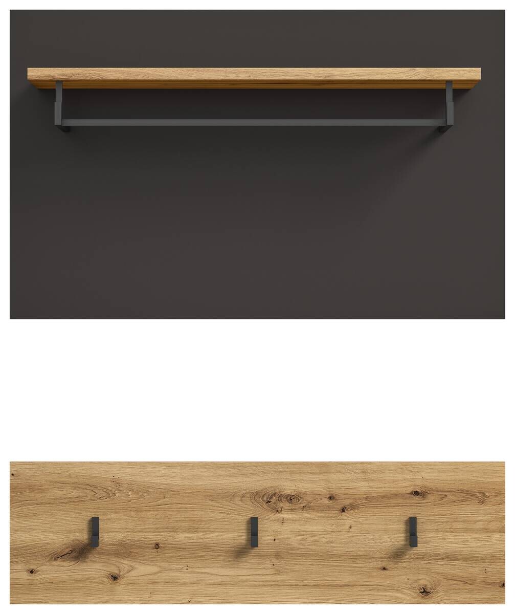 Garderobenpaneel CANU edles Basaltgrau Nachbildung Eiche Artisan Nachbildung B/H/T: ca. 80x73x27 cm