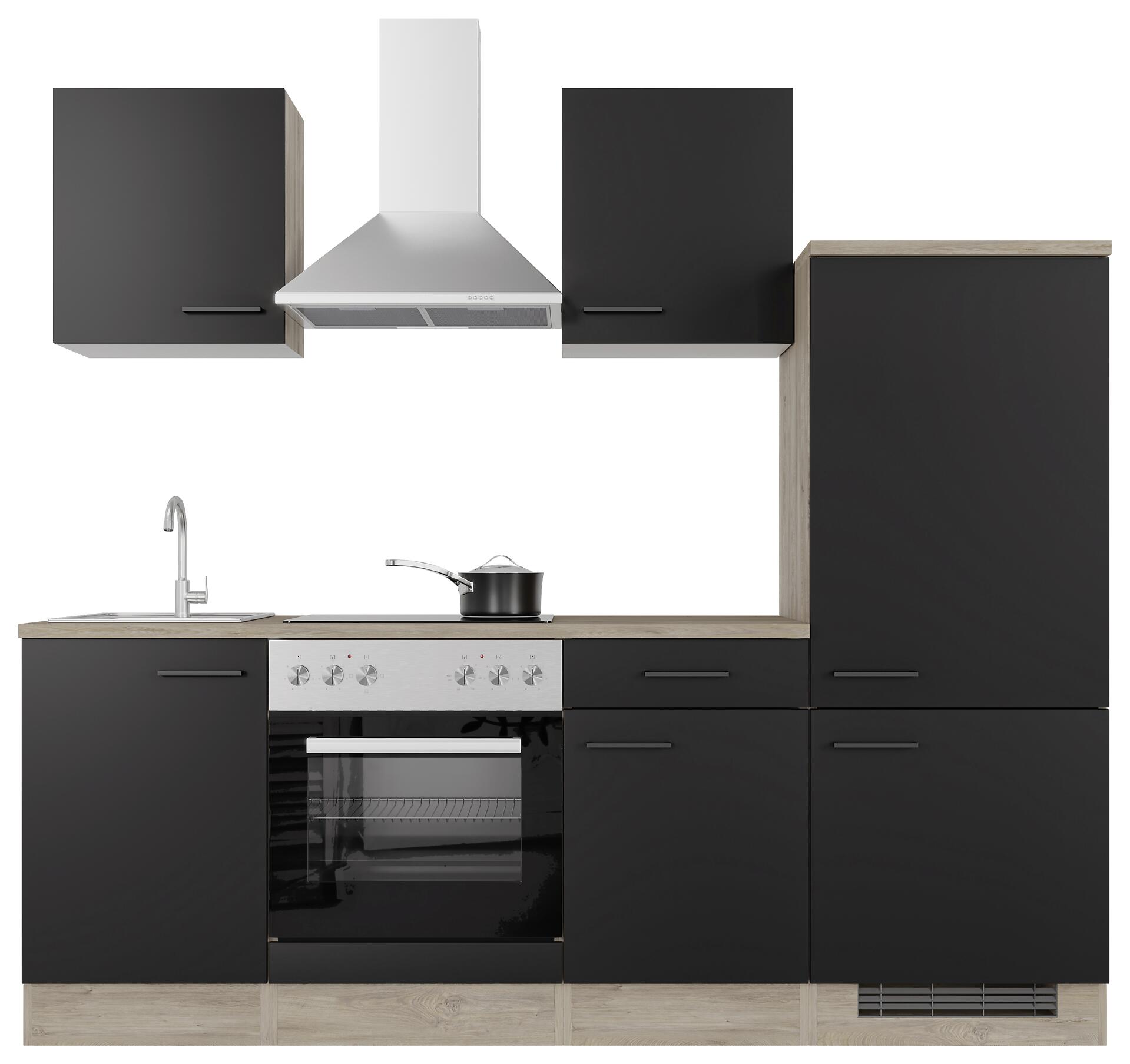 Küchenblock Capri schwarz matt B/H/T: ca. 220x200x60 cm