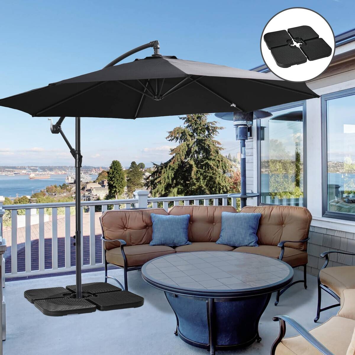 Outsunny Schirmständer schwarz Kunststoff B/H/L: ca. 100x100x8 cm