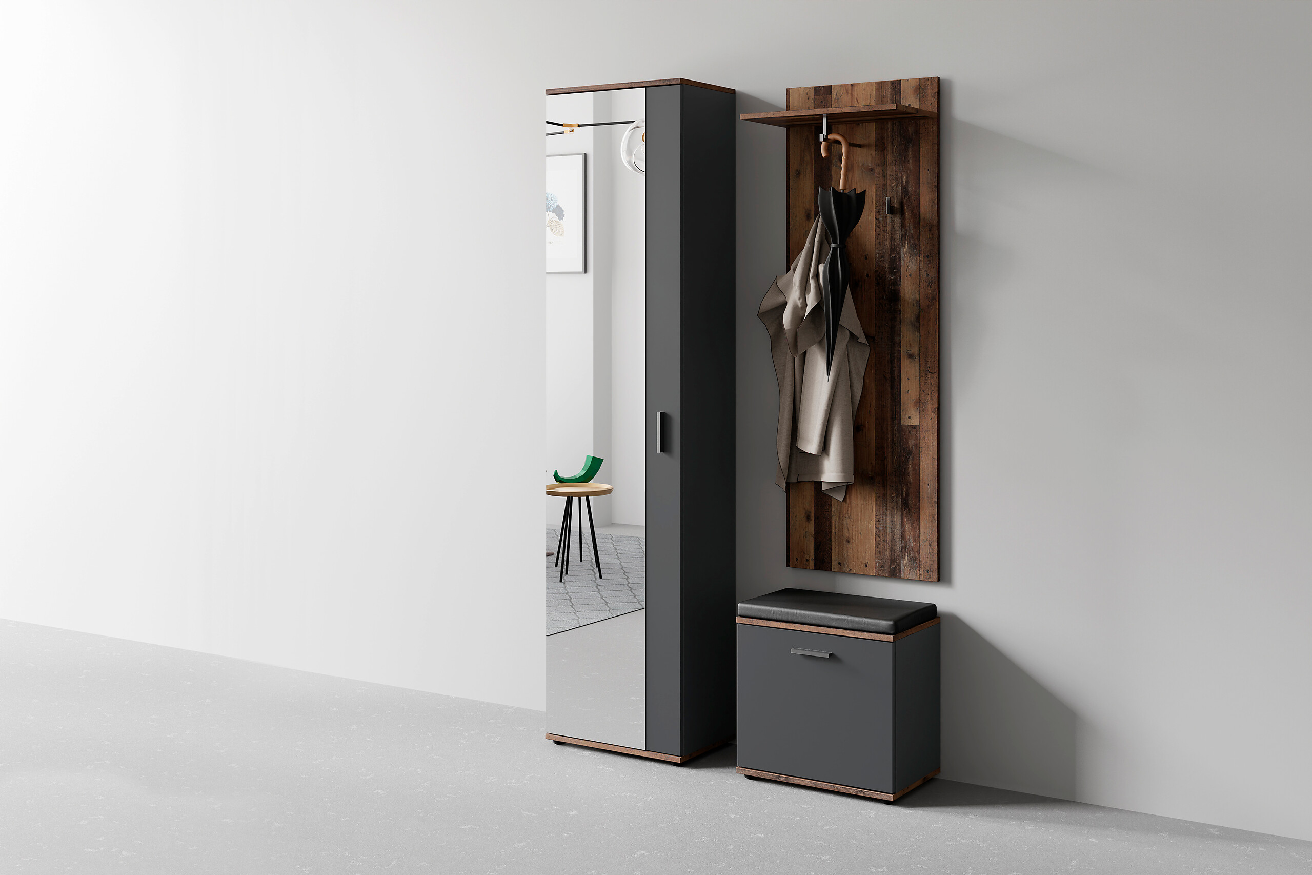 Garderobenset JAKOB Set 3-tlg. anthrazit Garderobenset JAKOB Set 3-tlg. anthrazit