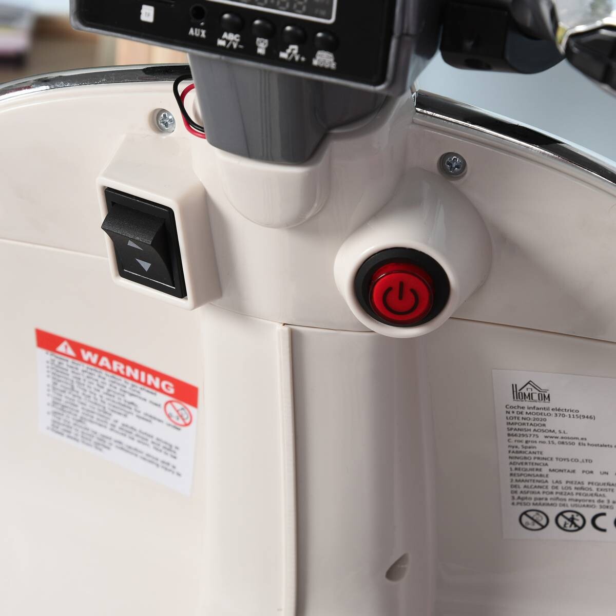 HOMCOM Kinder-Elektro-Motorrad Vespa creme B/H/L: ca. 49x75x108 cm