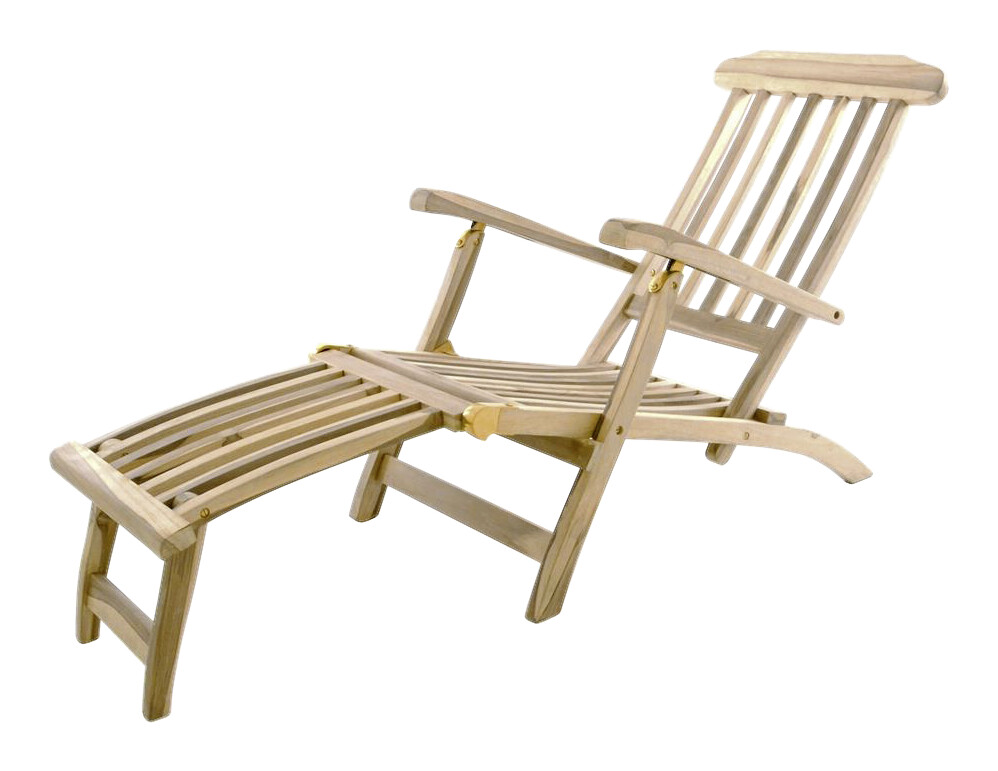 VCM Gartenliege anthrazit Teakholz B/H/L: ca. 60x90x160 cm