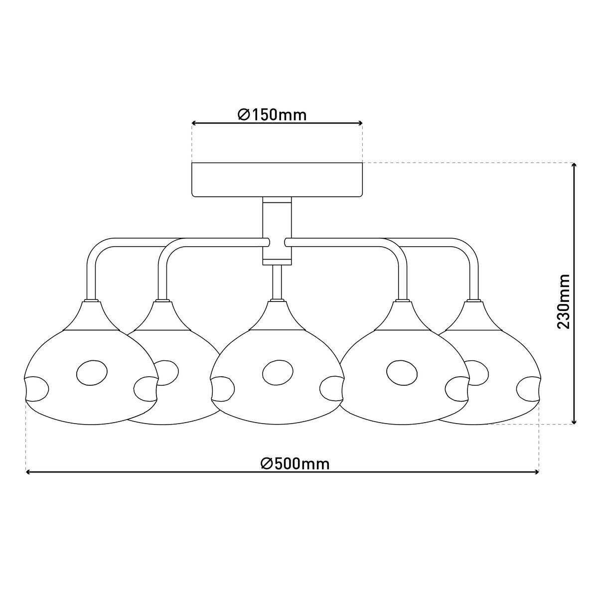 Näve Leuchten Deckenleuchte 1367645 messing Metall Glas B/H/T: ca. 50x23x50 cm null 5 Brennstellen