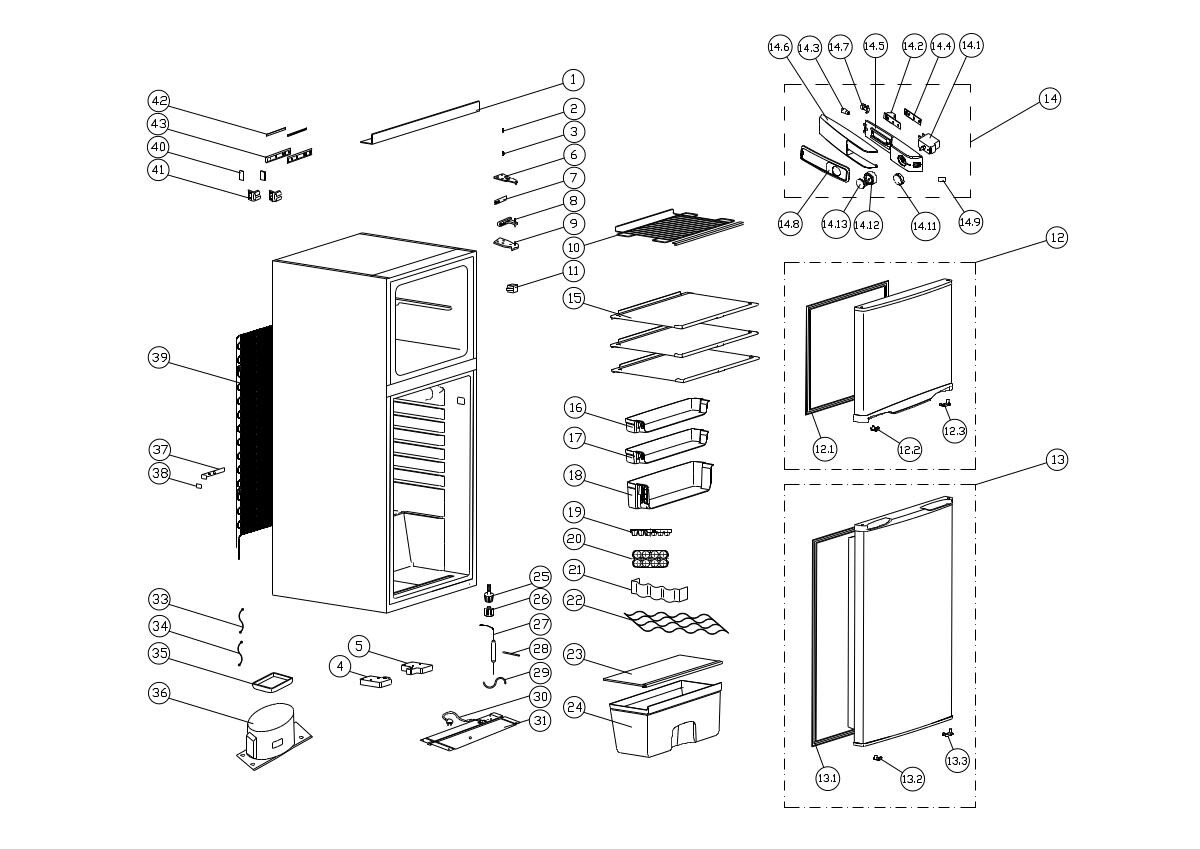 Mican Einbaukühl-/Gefrierkombination EKHTMFSE weiß B/H/T: ca. 54x145x54 cm