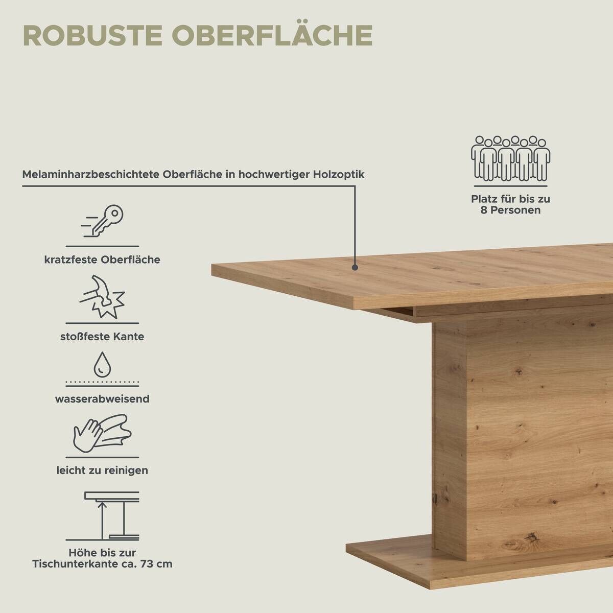 Esstisch MOTION Artisan Oak Nachbildung B/H/T: ca. 150x76x90 cm