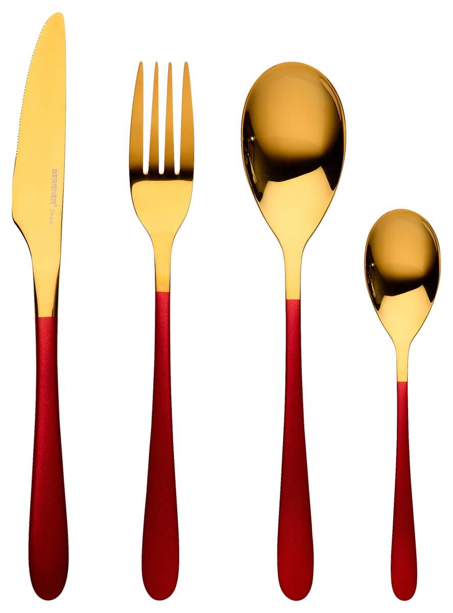 BERGNER Besteckset Lisboa red rot Edelstahl 16 tlg.