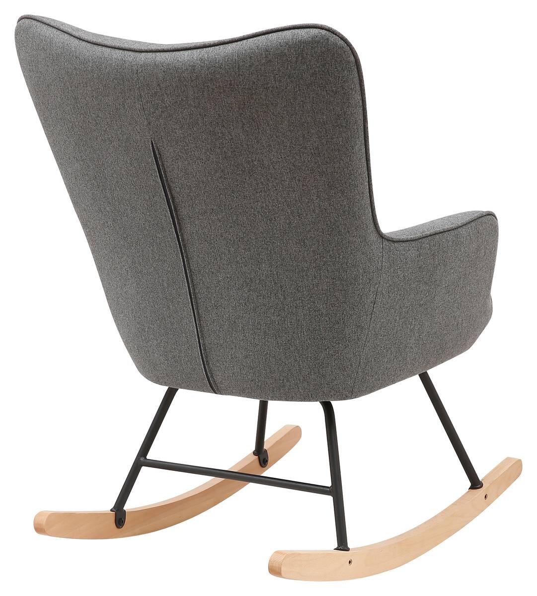 byLIVING Schaukelstuhl RICHIE grau schwarz natur Webstoff Metall Buche B/H/T: ca. 72x92x92 cm