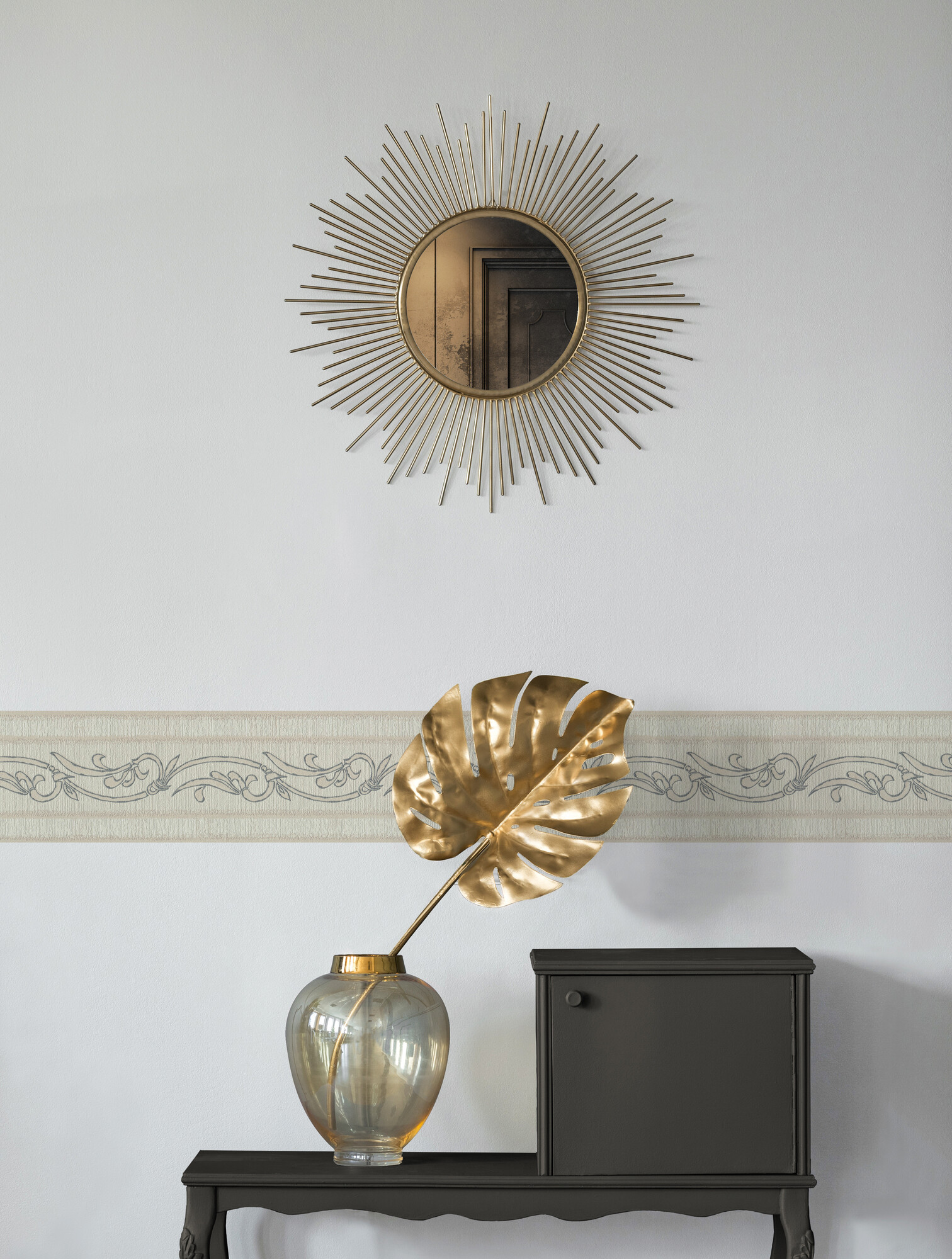 A.S.Creation Bordüre beige silber B/H/D: ca. 13x500x8 cm