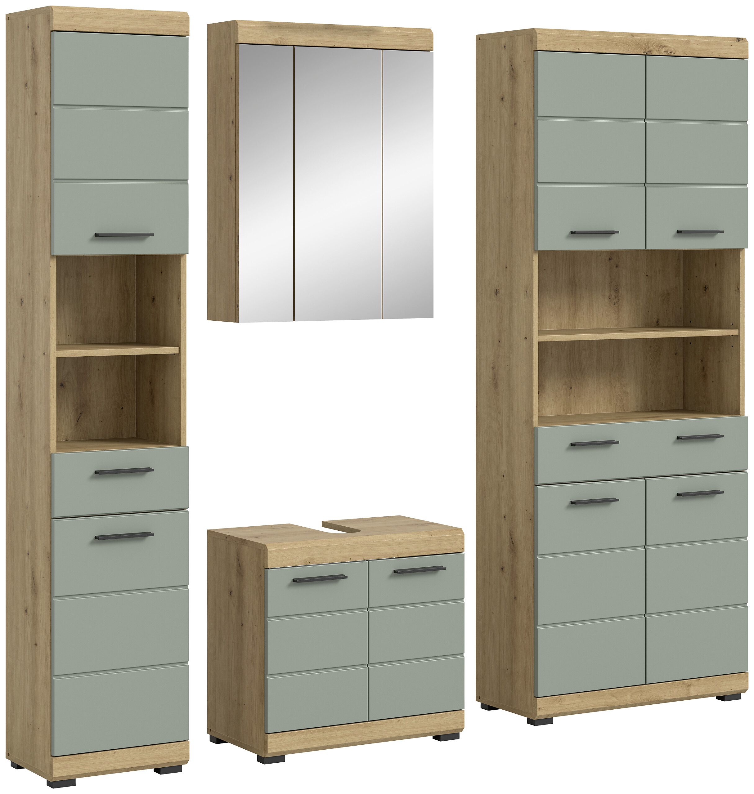 Badezimmer-Set Scout Eiche Artisan Nachbildung salbei Nachbildung B/H/T: ca. 186x191x34 cm