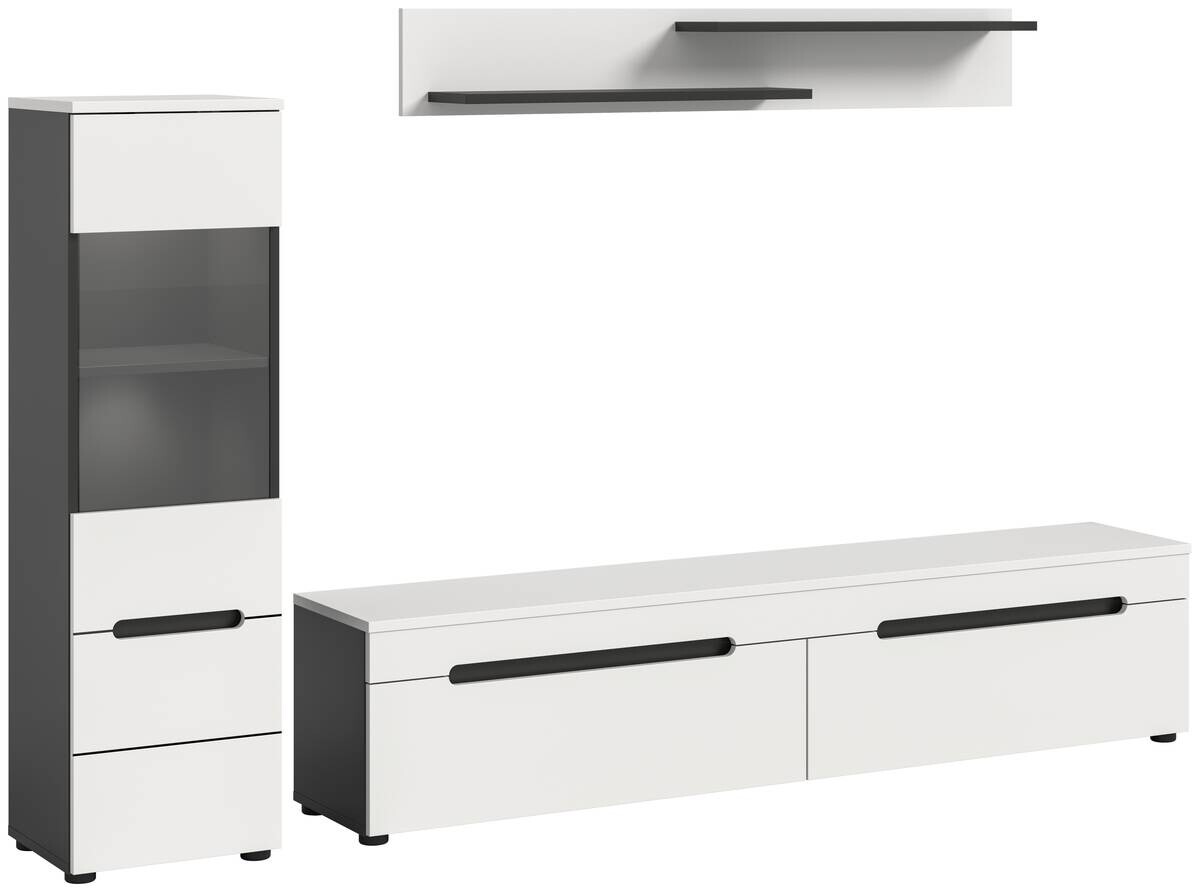 Wohnwand Canu basaltgrau weiß B/H/T: ca. 221x141x33 cm