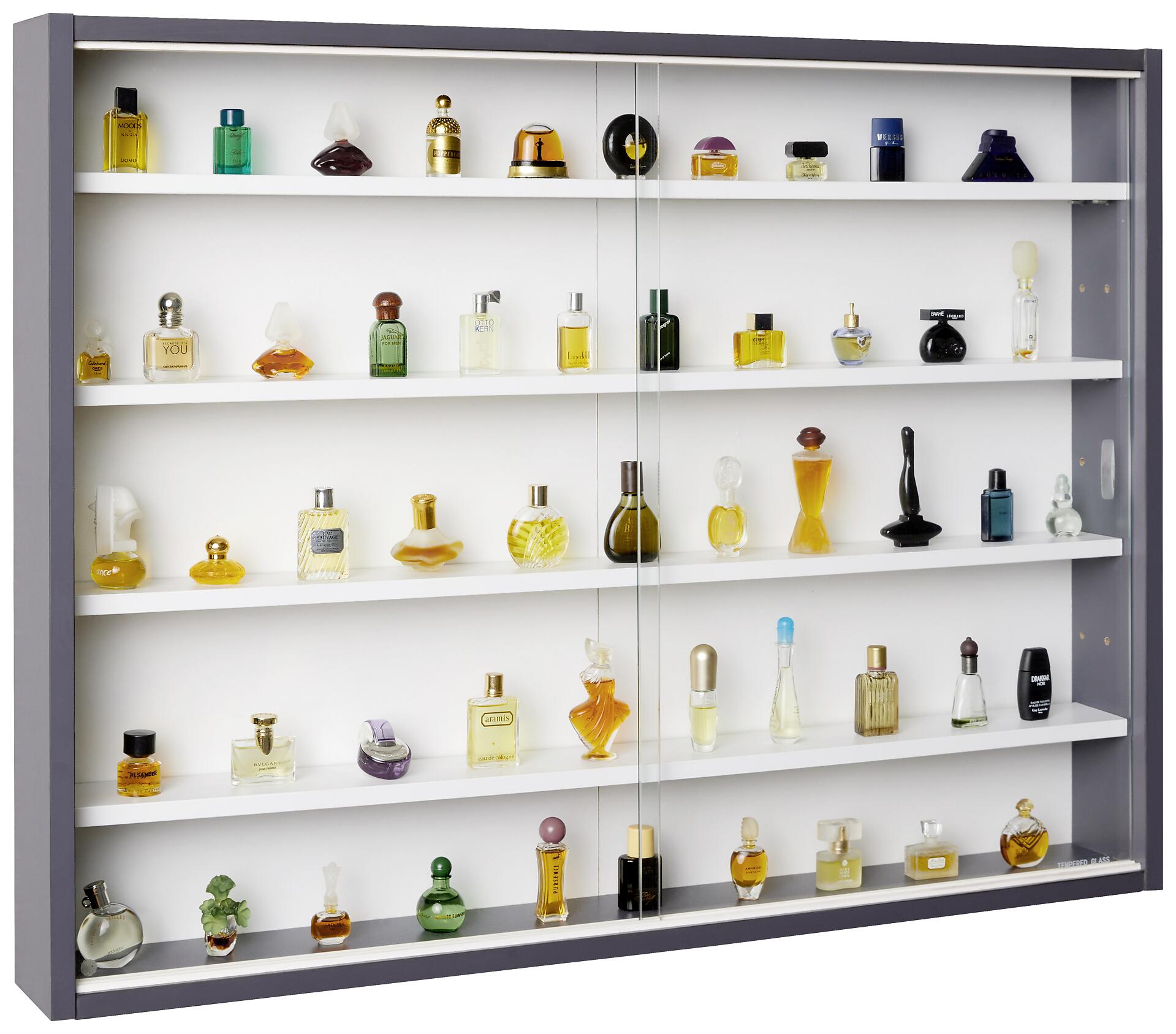 Sammelvitrine Collecty grau weiß B/H/T: ca. 80x9,5x60 cm