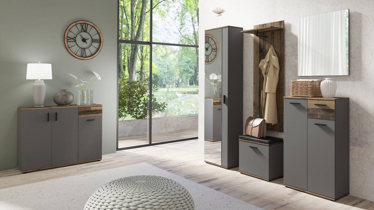 Hochschrank JAKOB schwarz schwarz B/H/T: ca. 49x196x30 cm