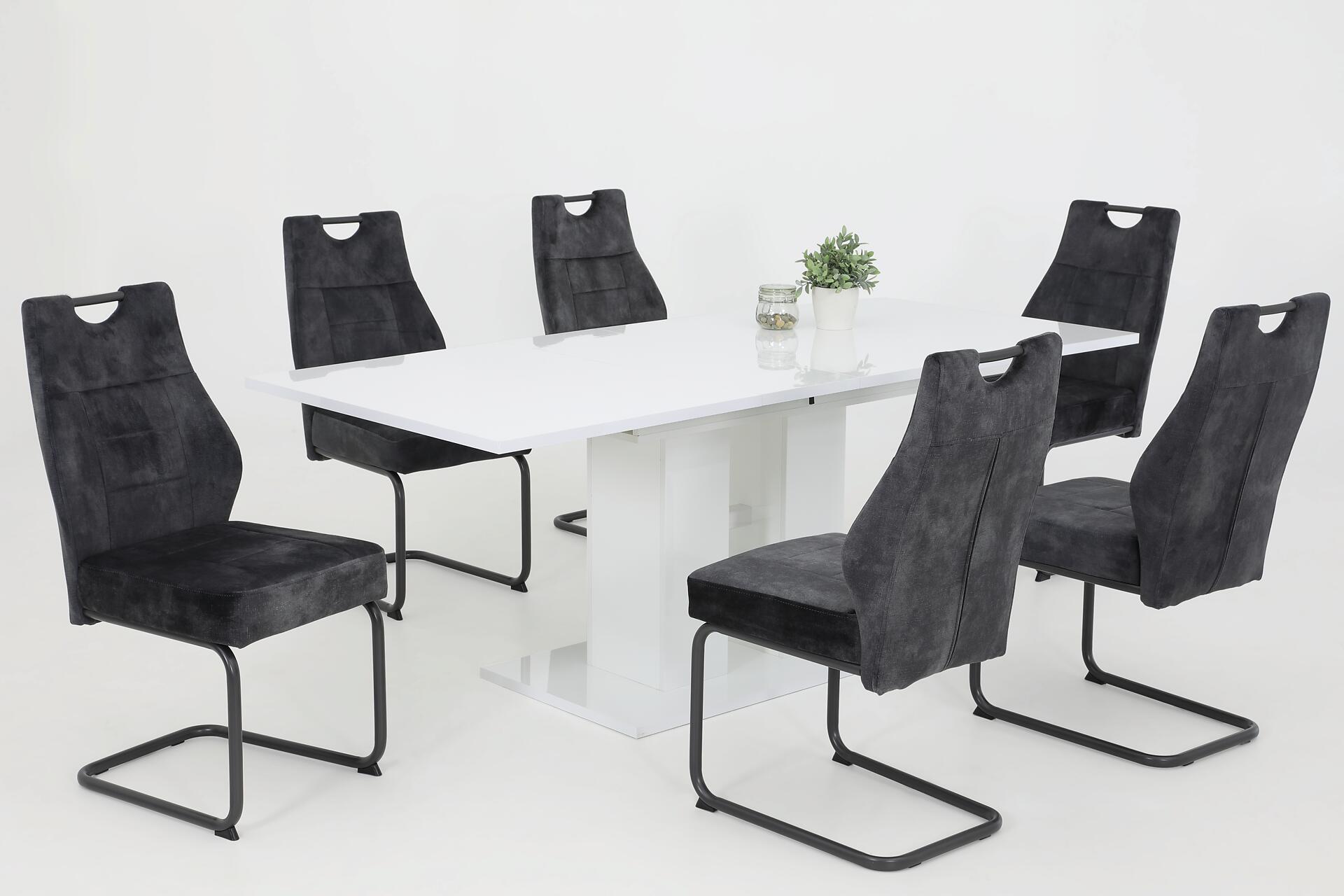 Schwingstuhl Linda 2er Set anthrazit Vintage Microfaser B/H/T: ca. 47x99x61 cm