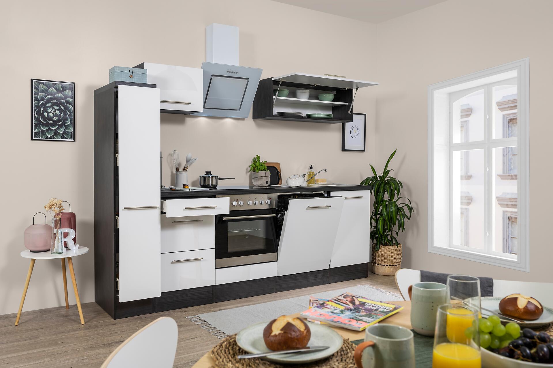 Respekta Küchenblock Amanda weiß Hochglanz B/H/T: ca. 250x200x60 cm