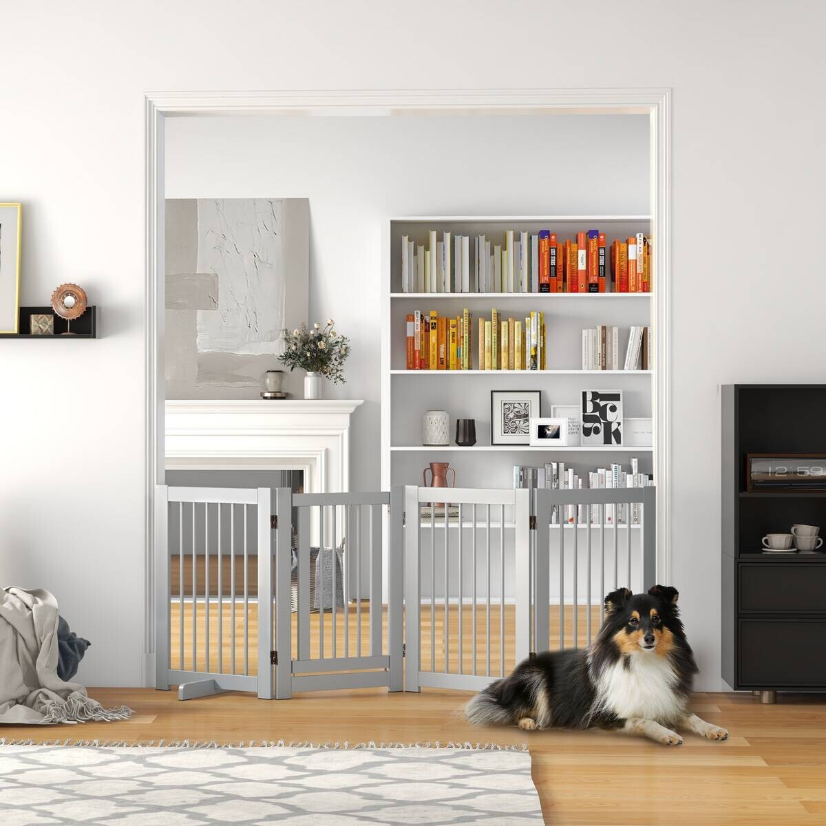 PawHut Schutzgitter hellgrau Kiefer B/H/L: ca. 36x75x204 cm