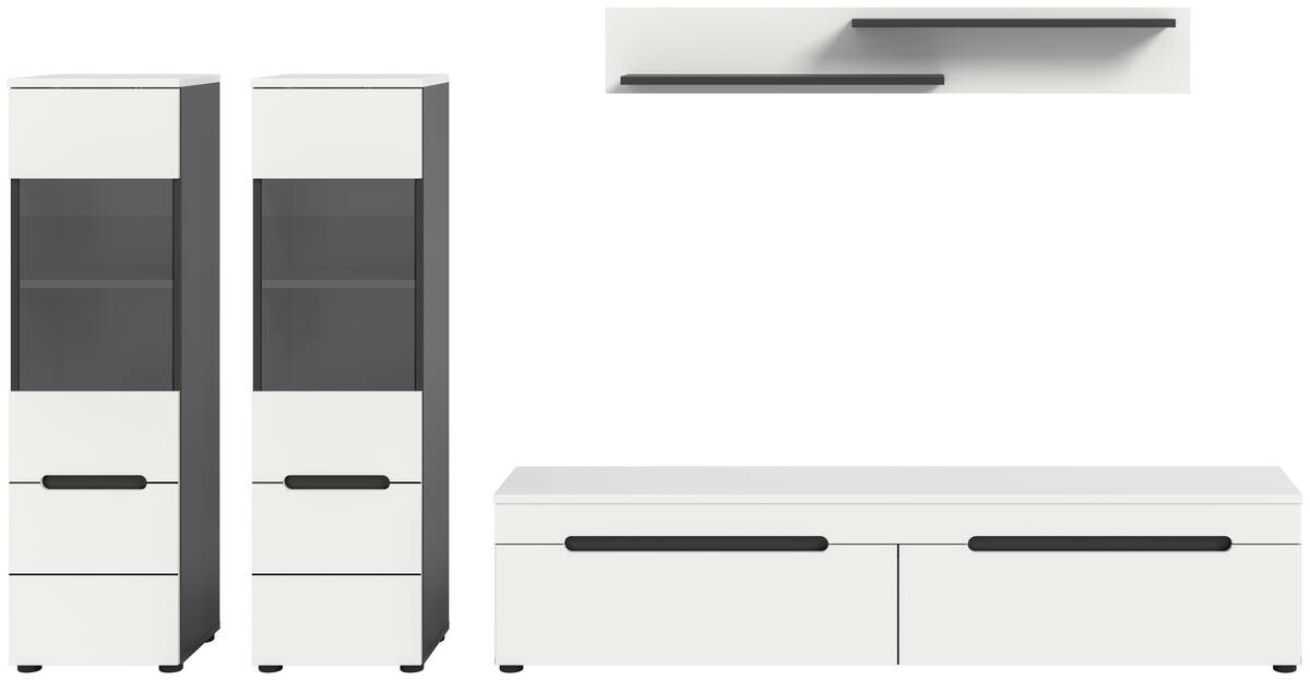 Wohnwand Canu basaltgrau weiß B/H/T: ca. 272x141x33 cm