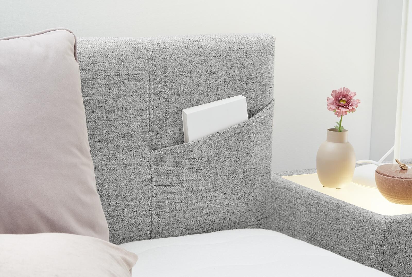 Boxspringbett grau Liegefläche B/L: ca. 100x200 cm