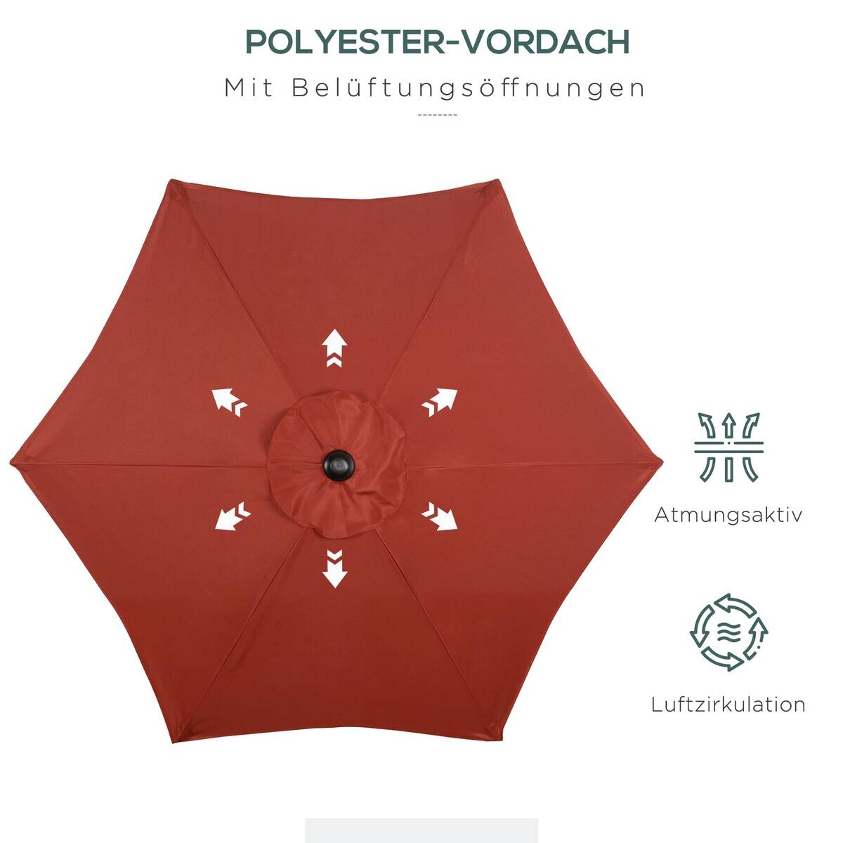 Outsunny Sonnenschirm weinrot Aluminium B/H/L: ca. 196x204x196 cm