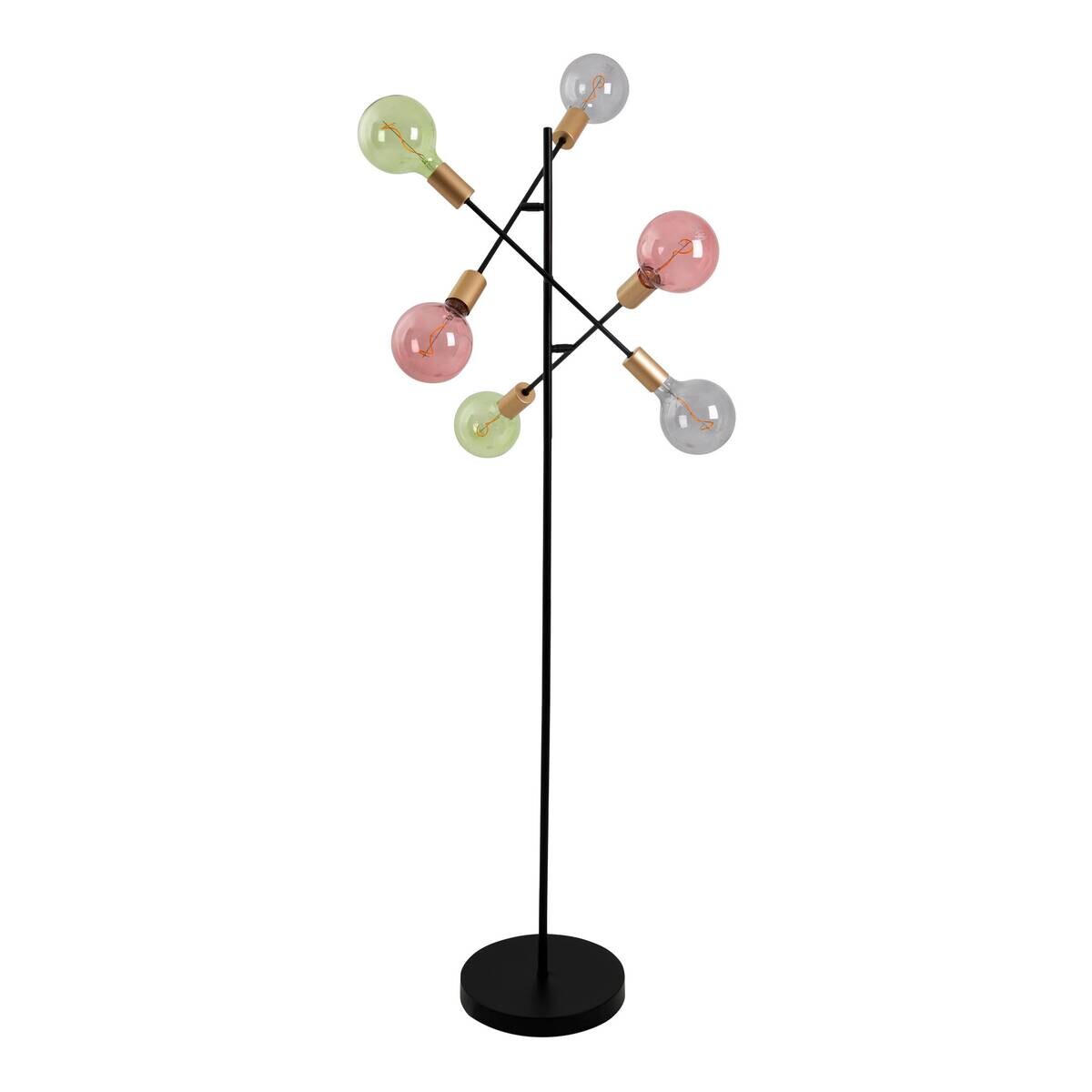 Näve Leuchten Stehleuchte schwarz Metall B/H/T/D: ca. 49x150x49x49 cm E27 6 Brennstellen