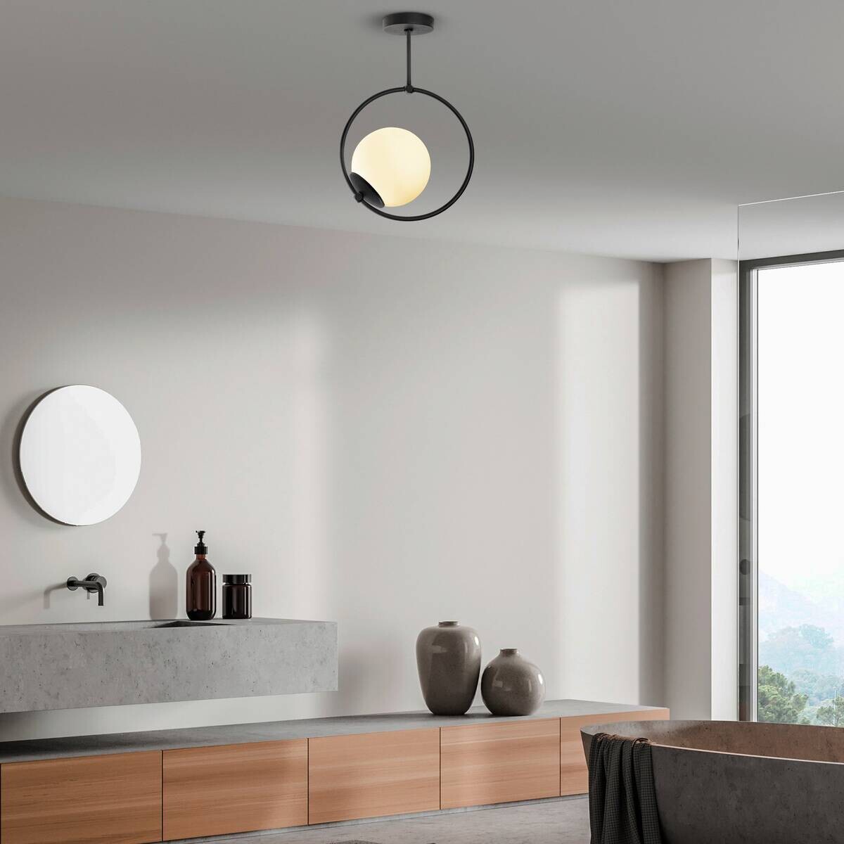 Opviq Deckenleuchte schwarz B/H/T/L: ca. 26x39x15x26 cm E27 1 Brennstellen