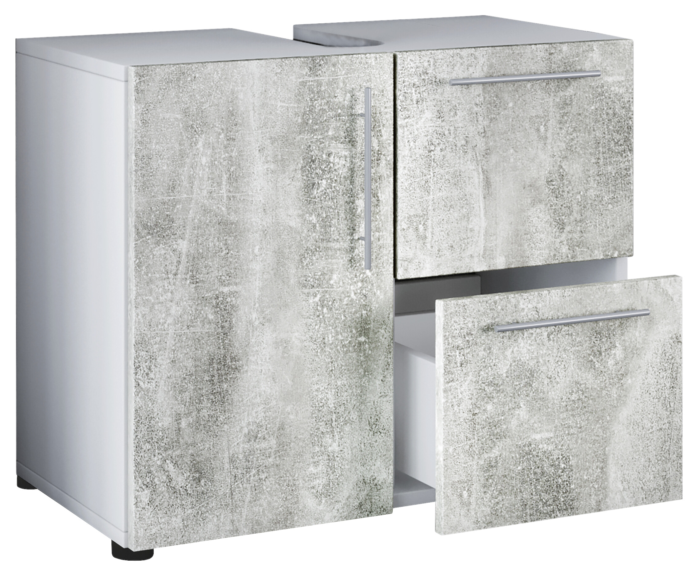 Badunterschrank Flandu Beton Optik weiß B/H/T: ca. 60x51x30 cm Badunterschrank Flandu Beton Optik weiß B/H/T: ca. 60x51x30 cm