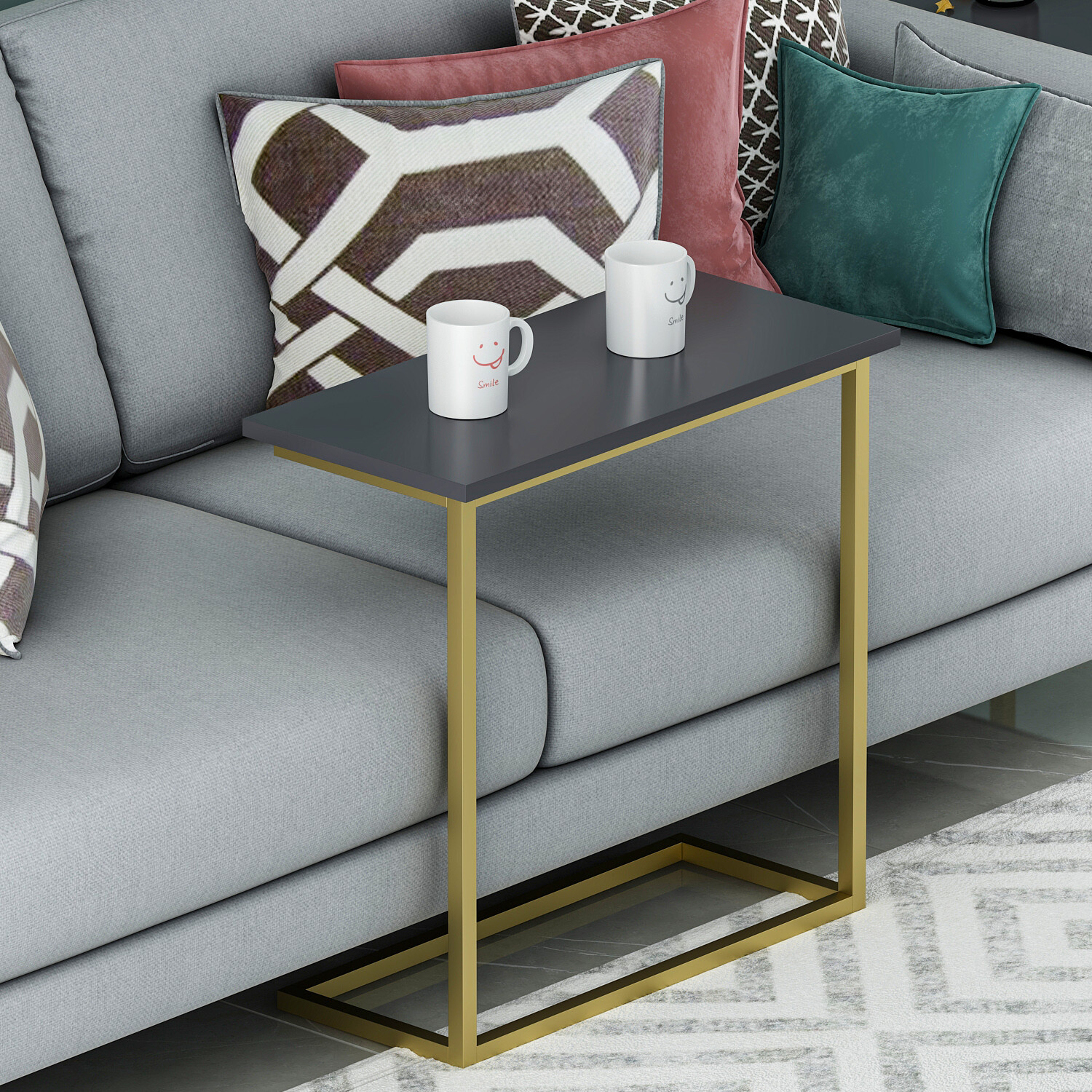 Beistelltisch Narin anthrazit gold Optik Metall B/H/T: ca. 64x62x30 cm