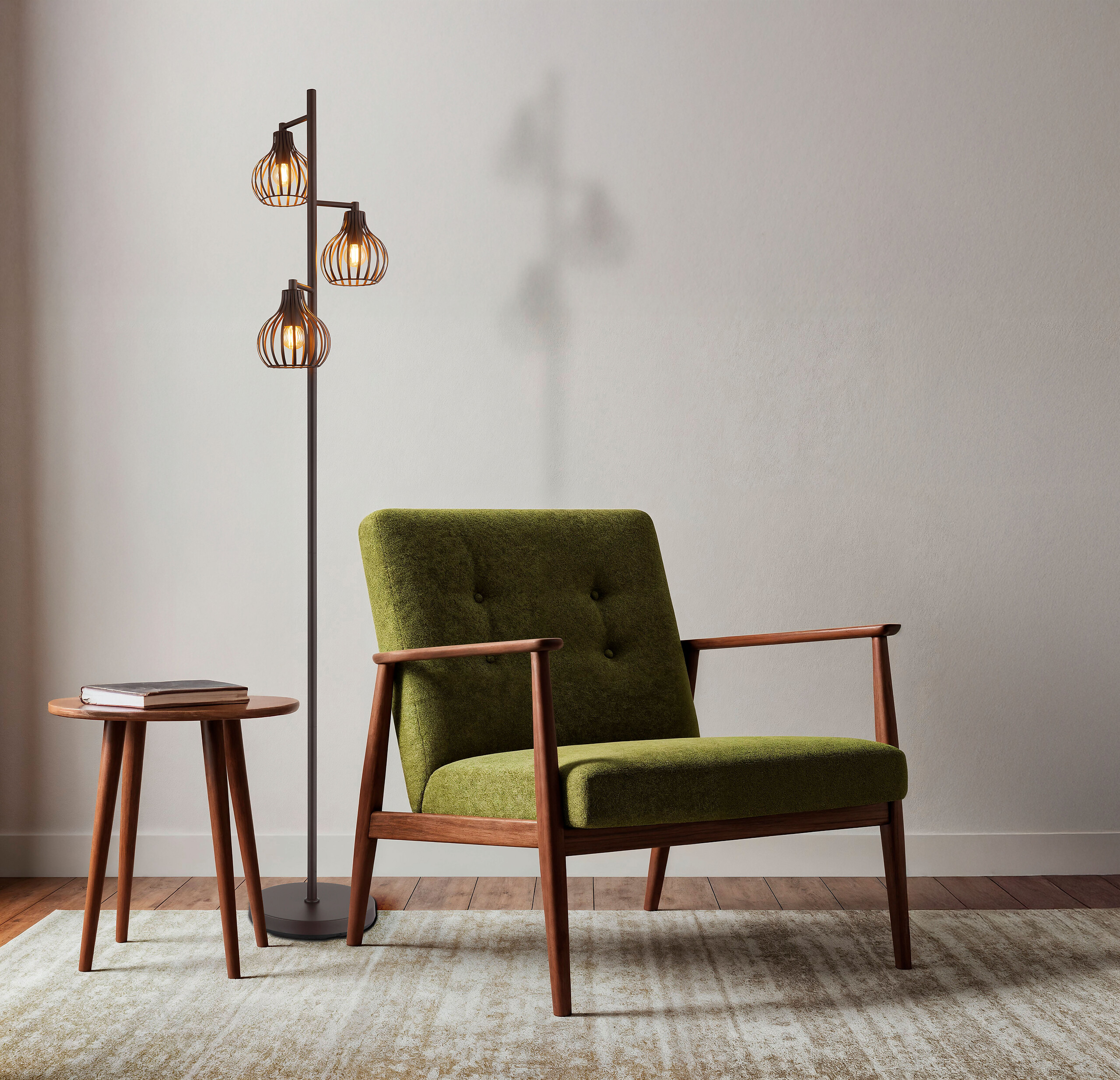 GLOBO Stehleuchte rostfarbig Metall H/D: ca. 161x31 cm E14 3 Brennstellen