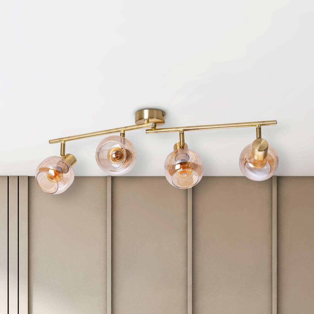 Näve Leuchten Spot gold Glas Metall B/H/T: ca. 80x20x10 cm E14 4 Brennstellen