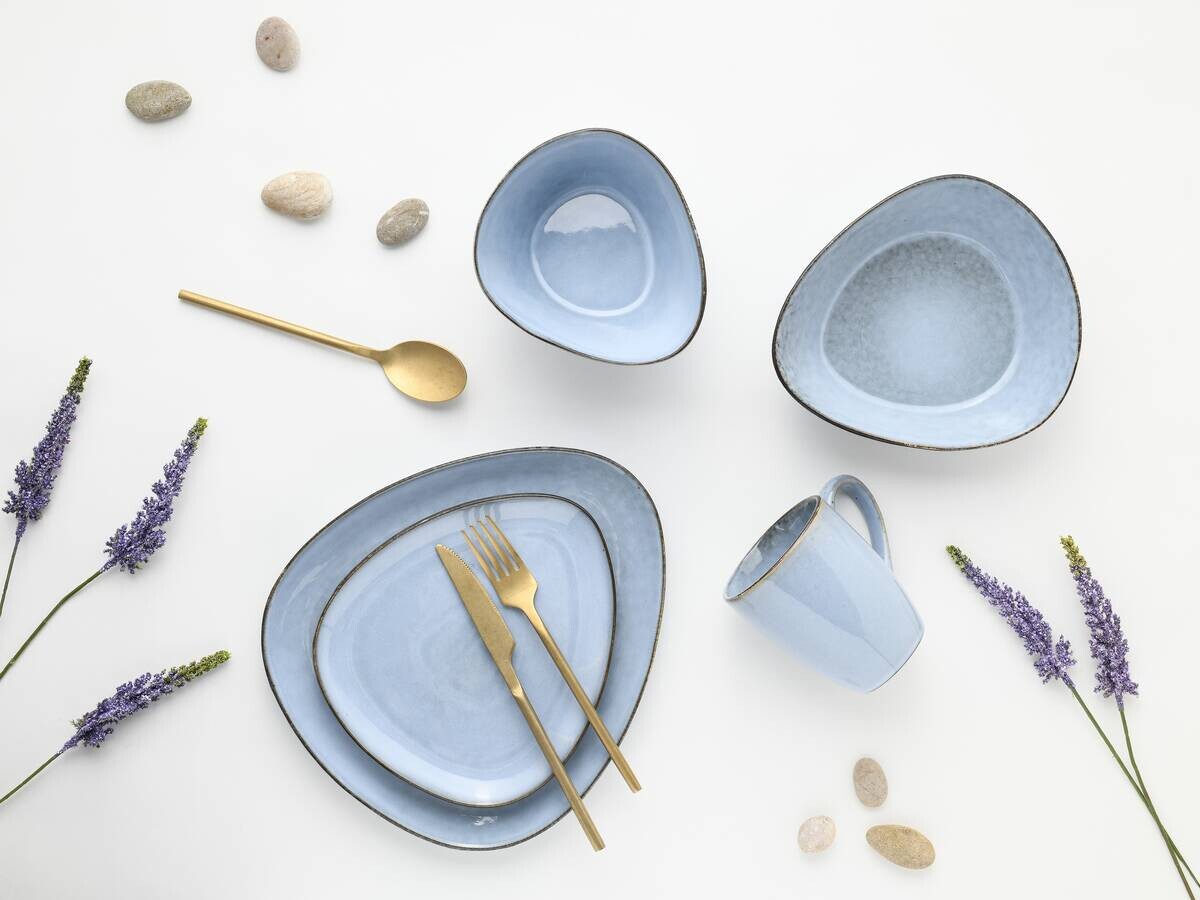 CreaTable Kombiservice Cloudy Skyblue blau Steinzeug 10 tlg.