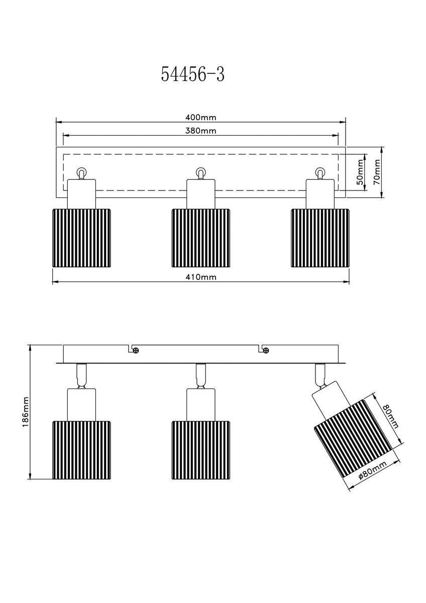 GLOBO Strahler schwarz Chrom Metall Glas B/H/L: ca. 11x41,5x17 cm E14 3 Brennstellen
