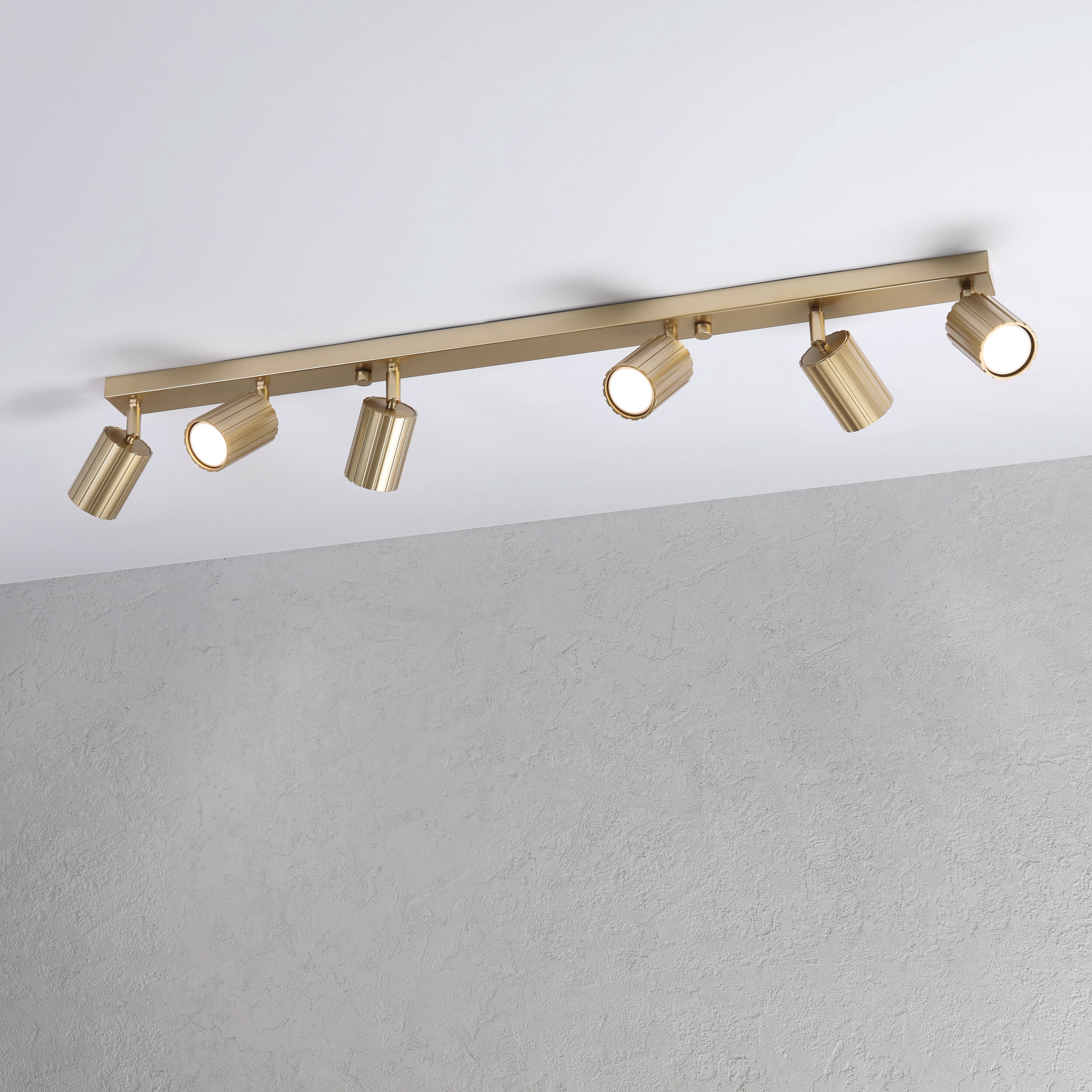 Lamkur Strahler Prisma gold Stahl B/H/L: ca. 6,5x16,5x117 cm 6 Brennstellen